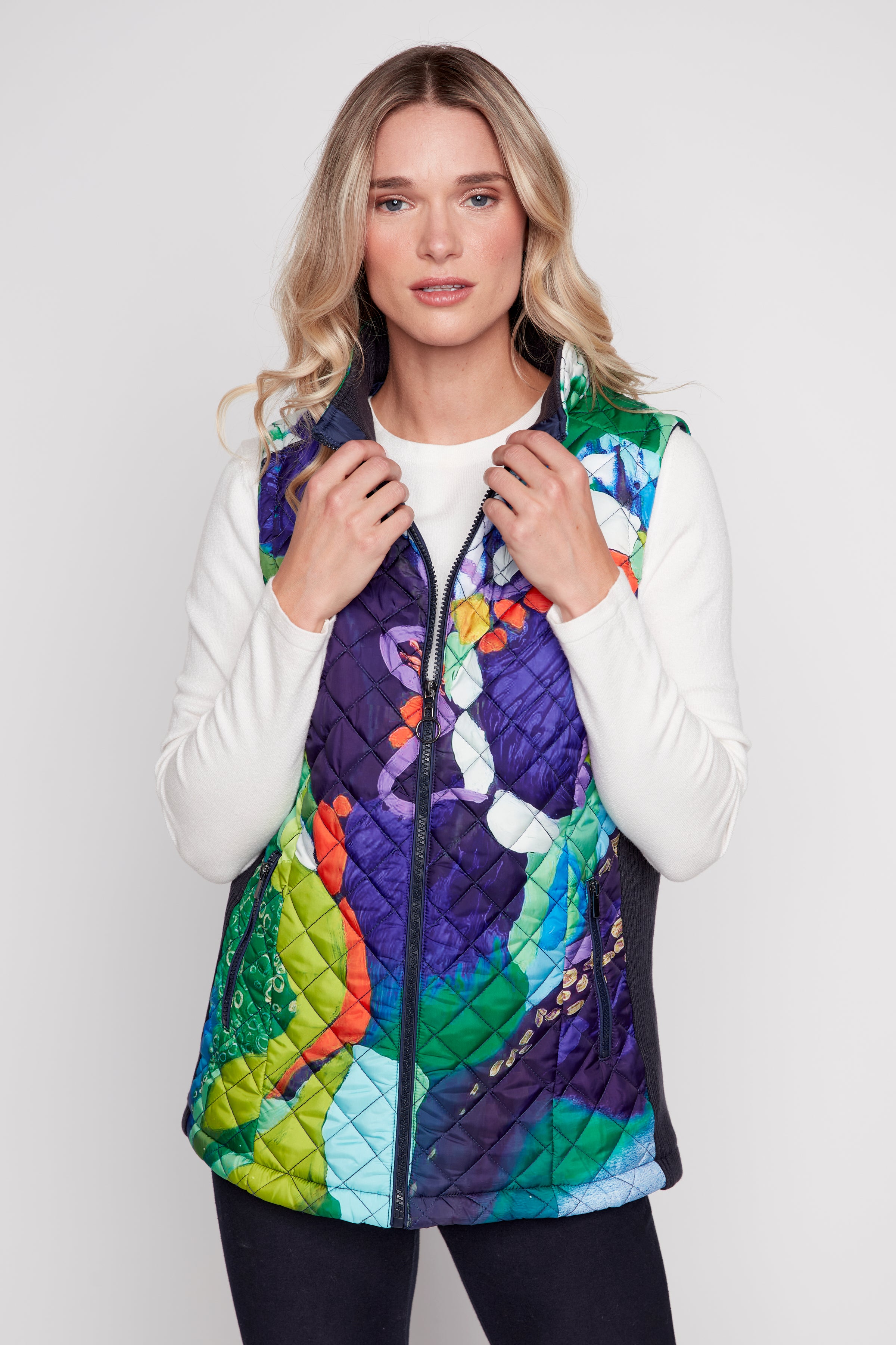 Diamond quilt printed vest