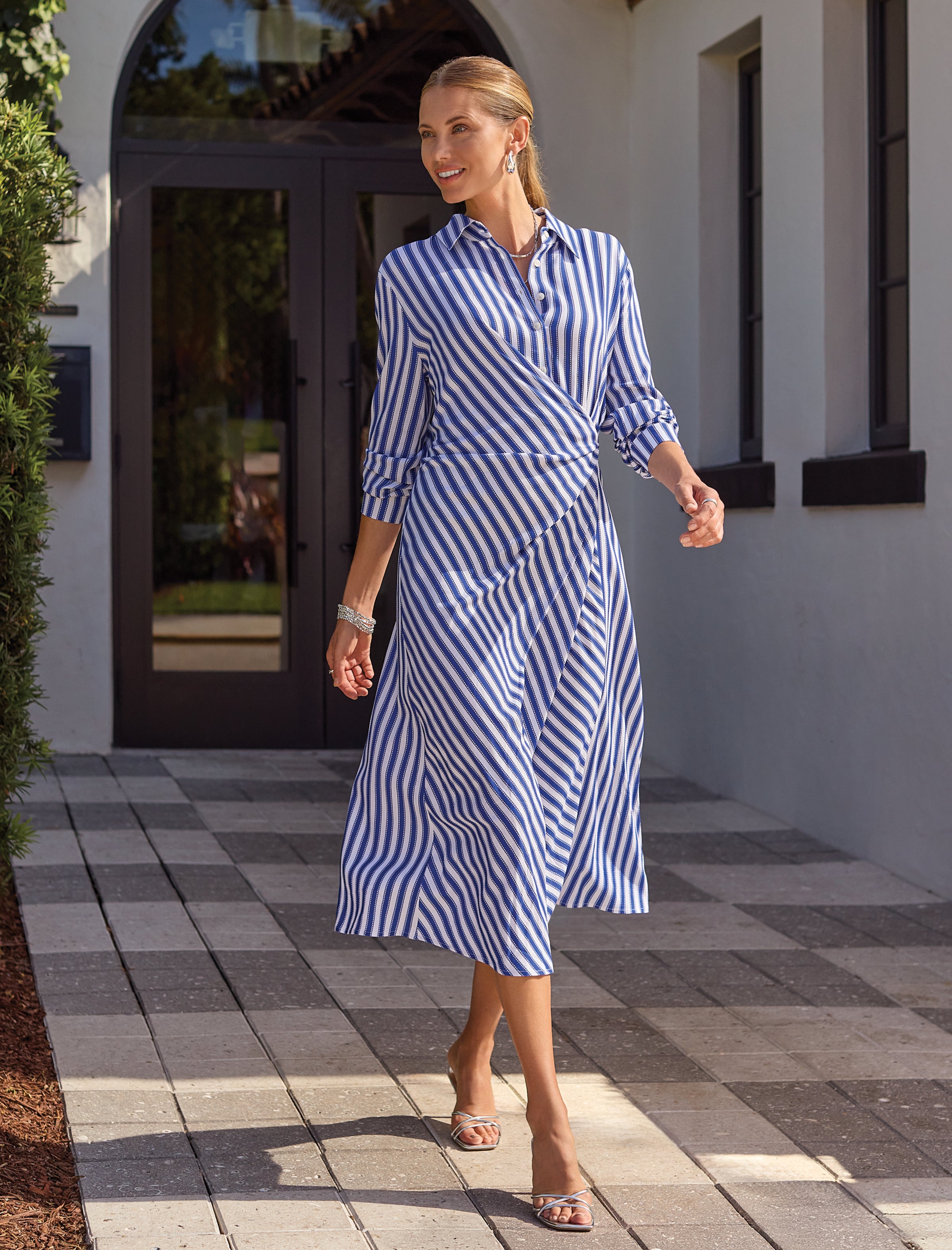 Stripe wrap dress