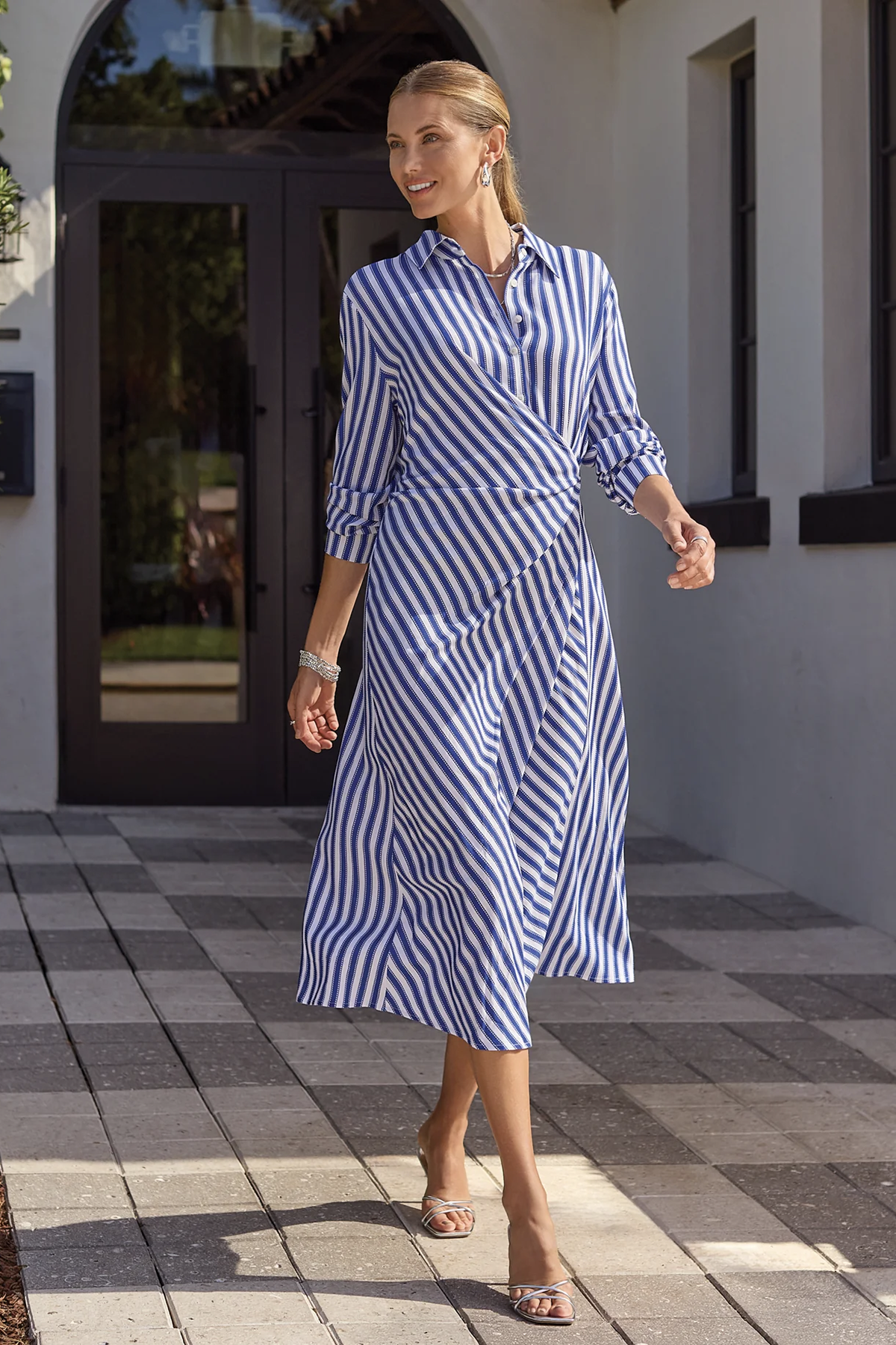 Stripe wrap dress