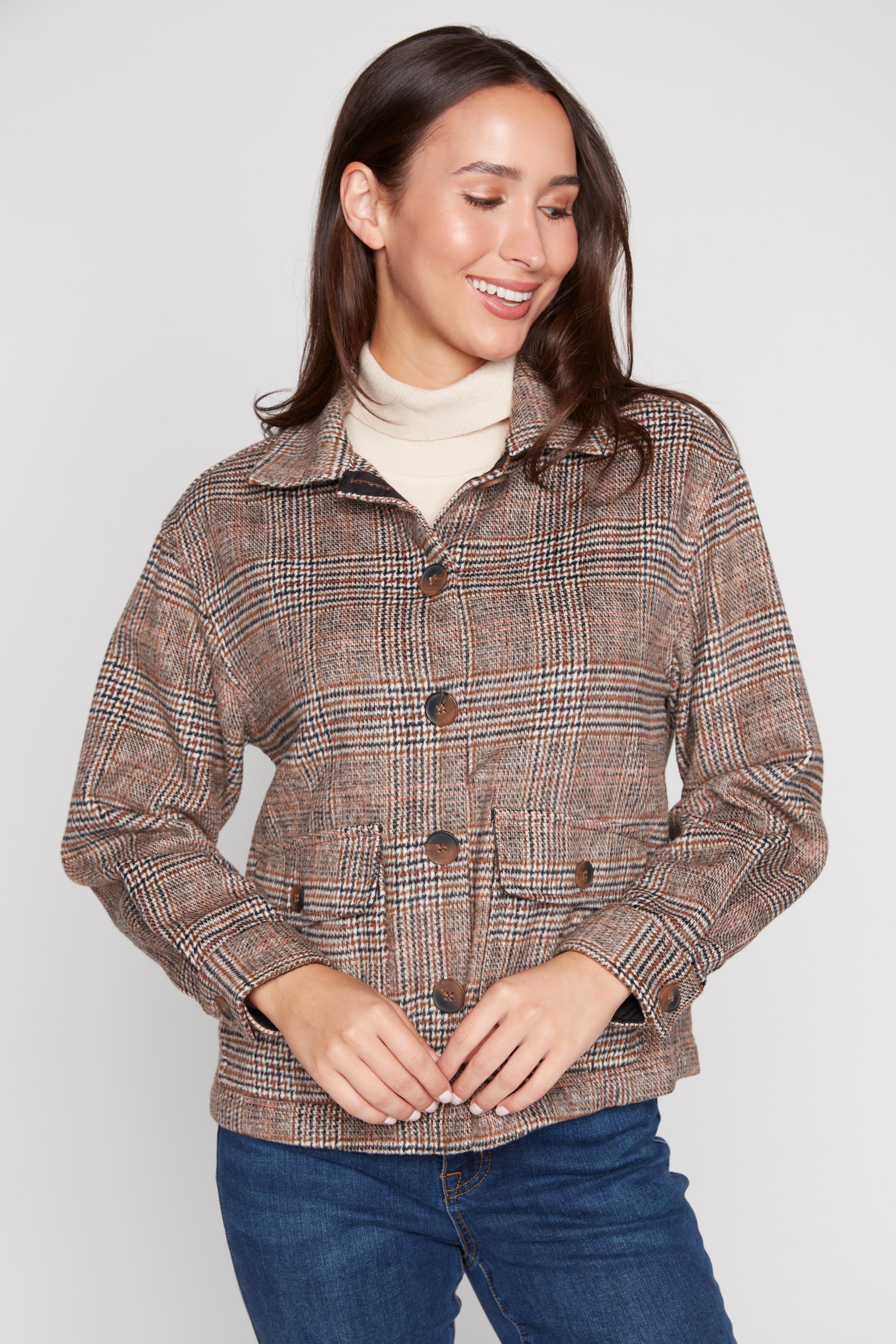 Plaid knit jacket