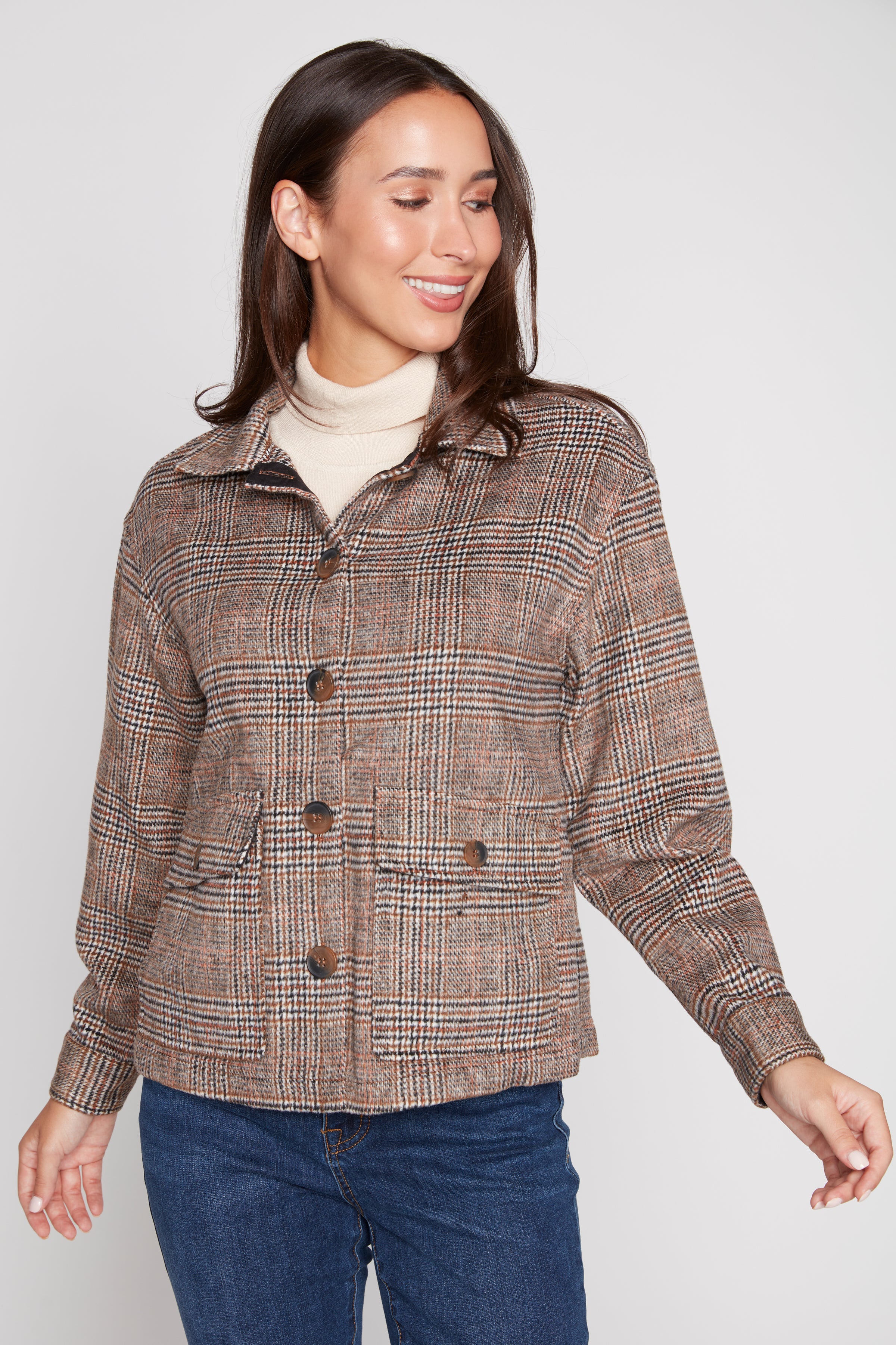 Plaid knit jacket