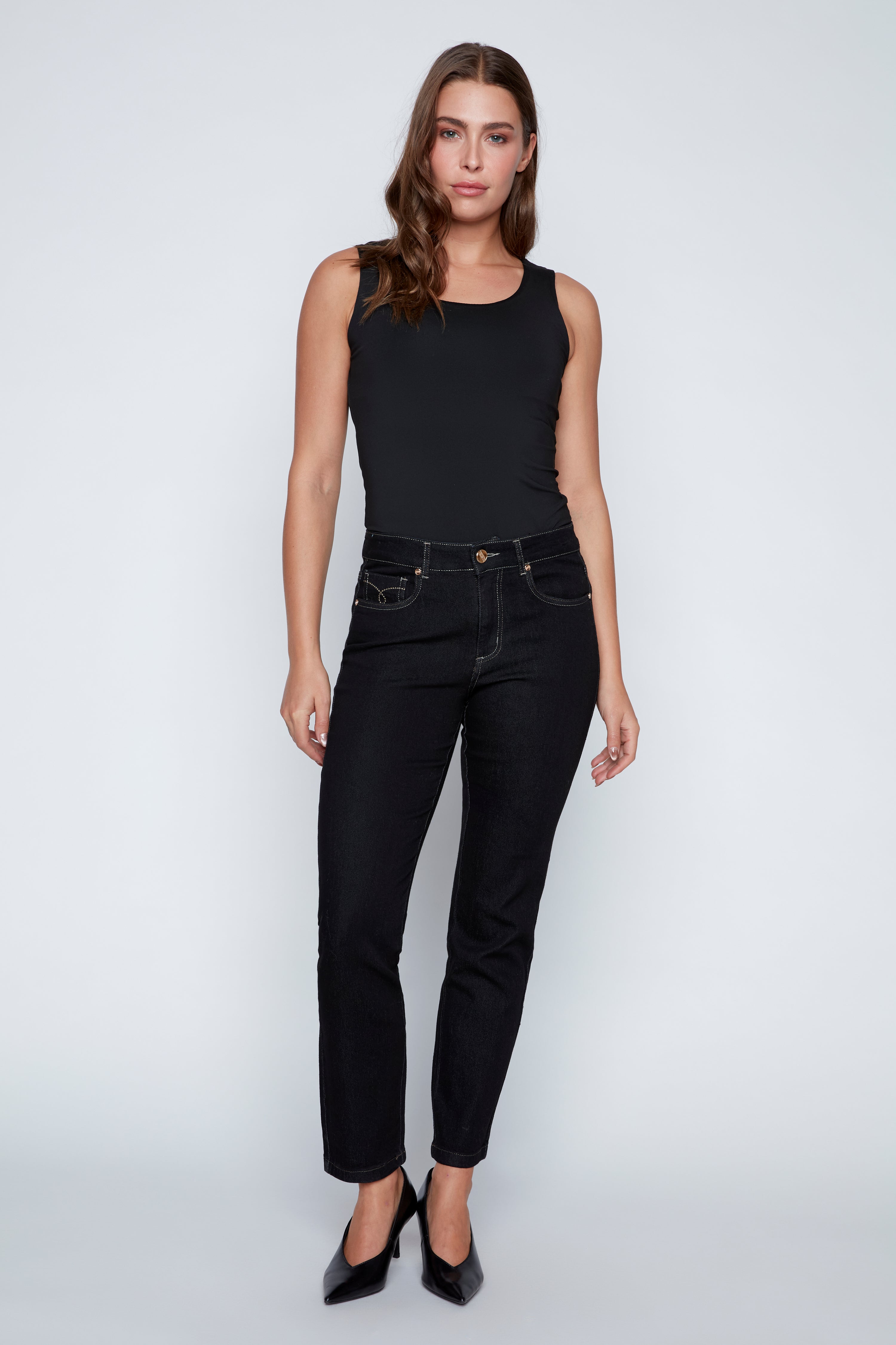 Five pocket straight leg jean