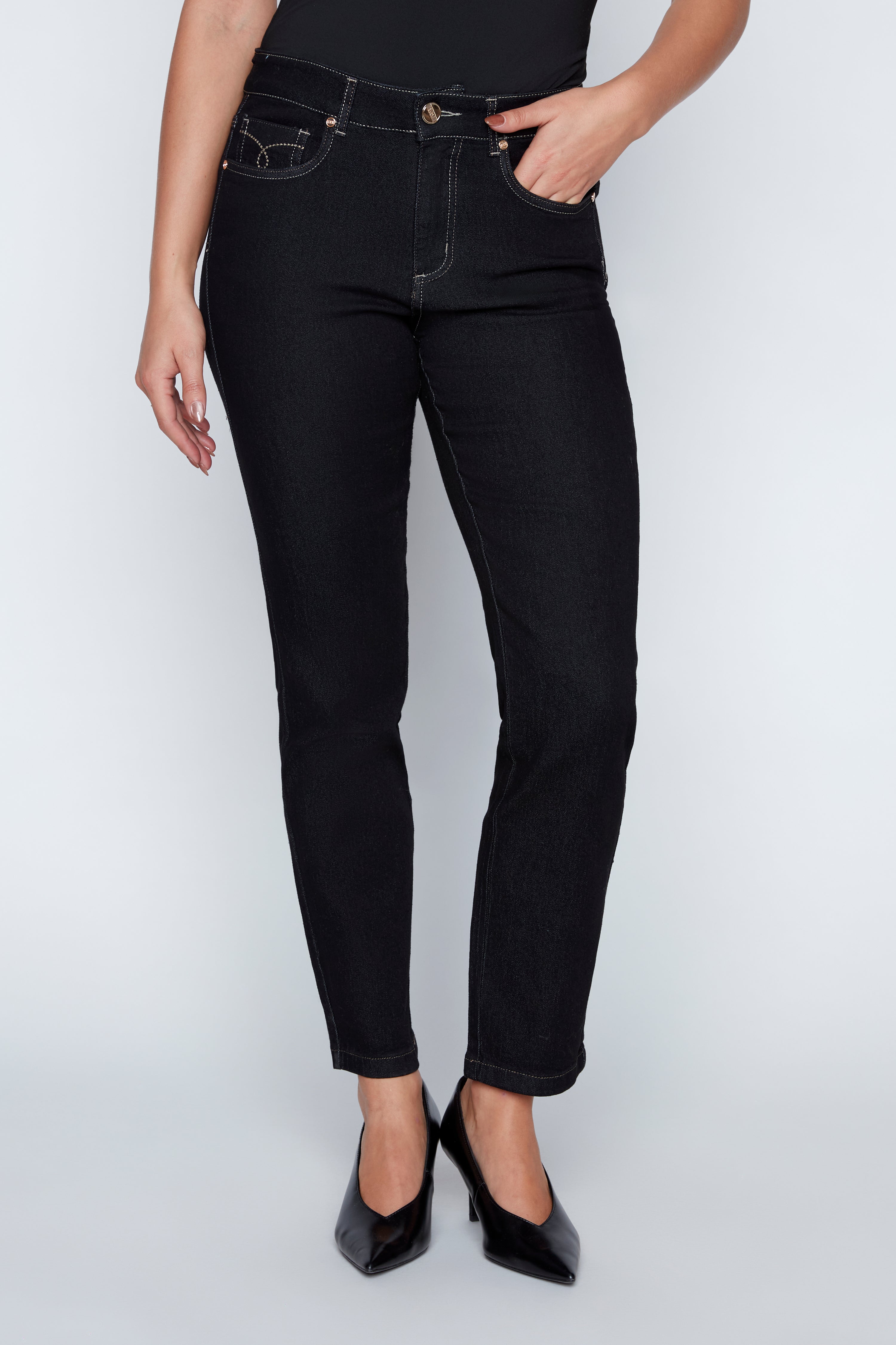 Five pocket straight leg jean
