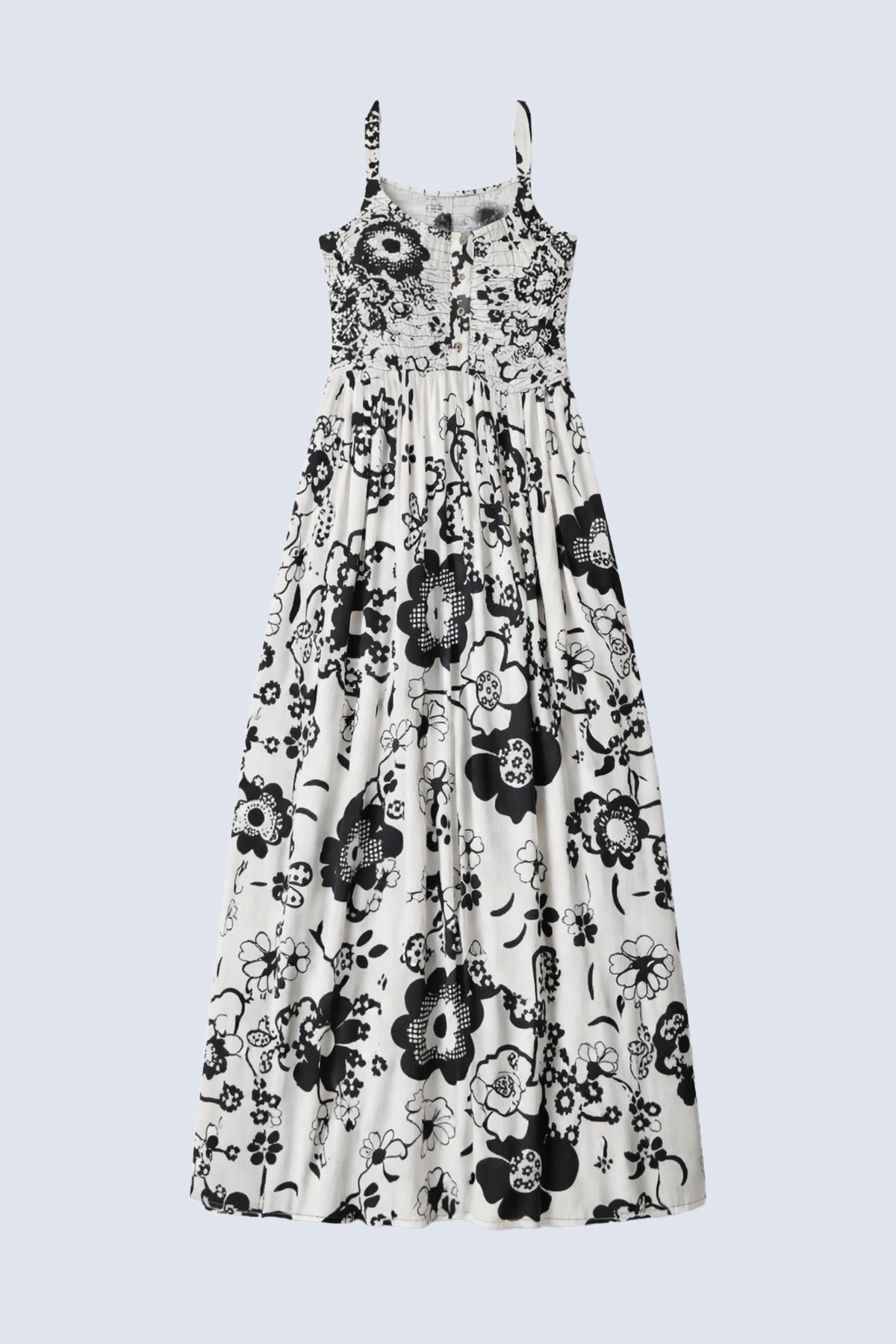 Smocked floral print dress