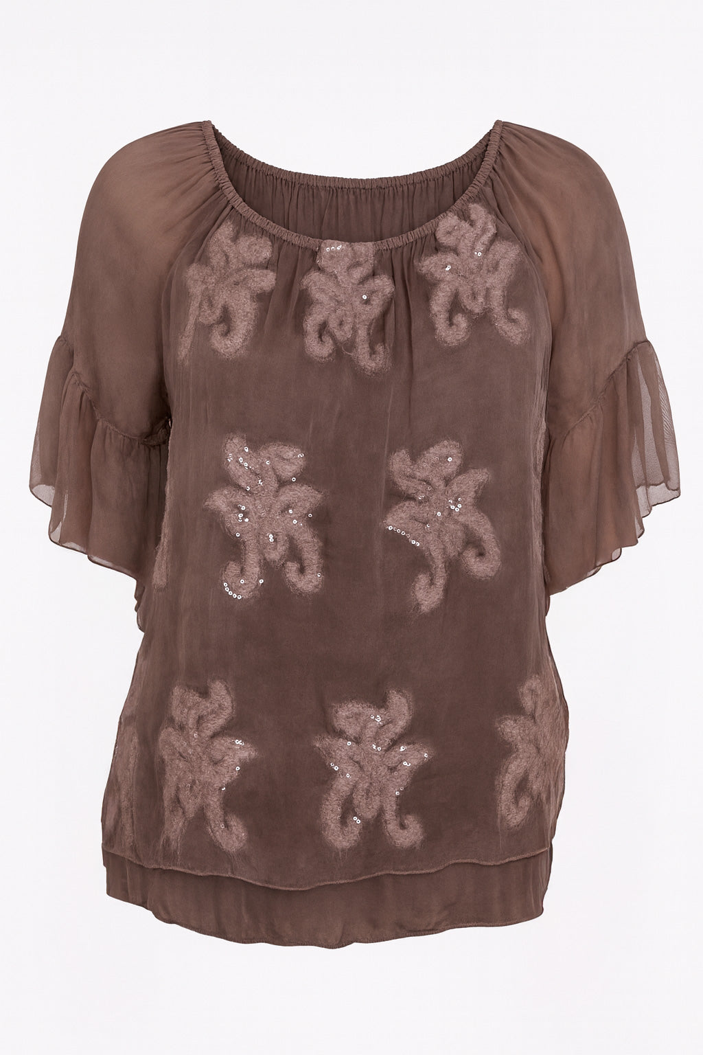 Leaf embroidery tunic