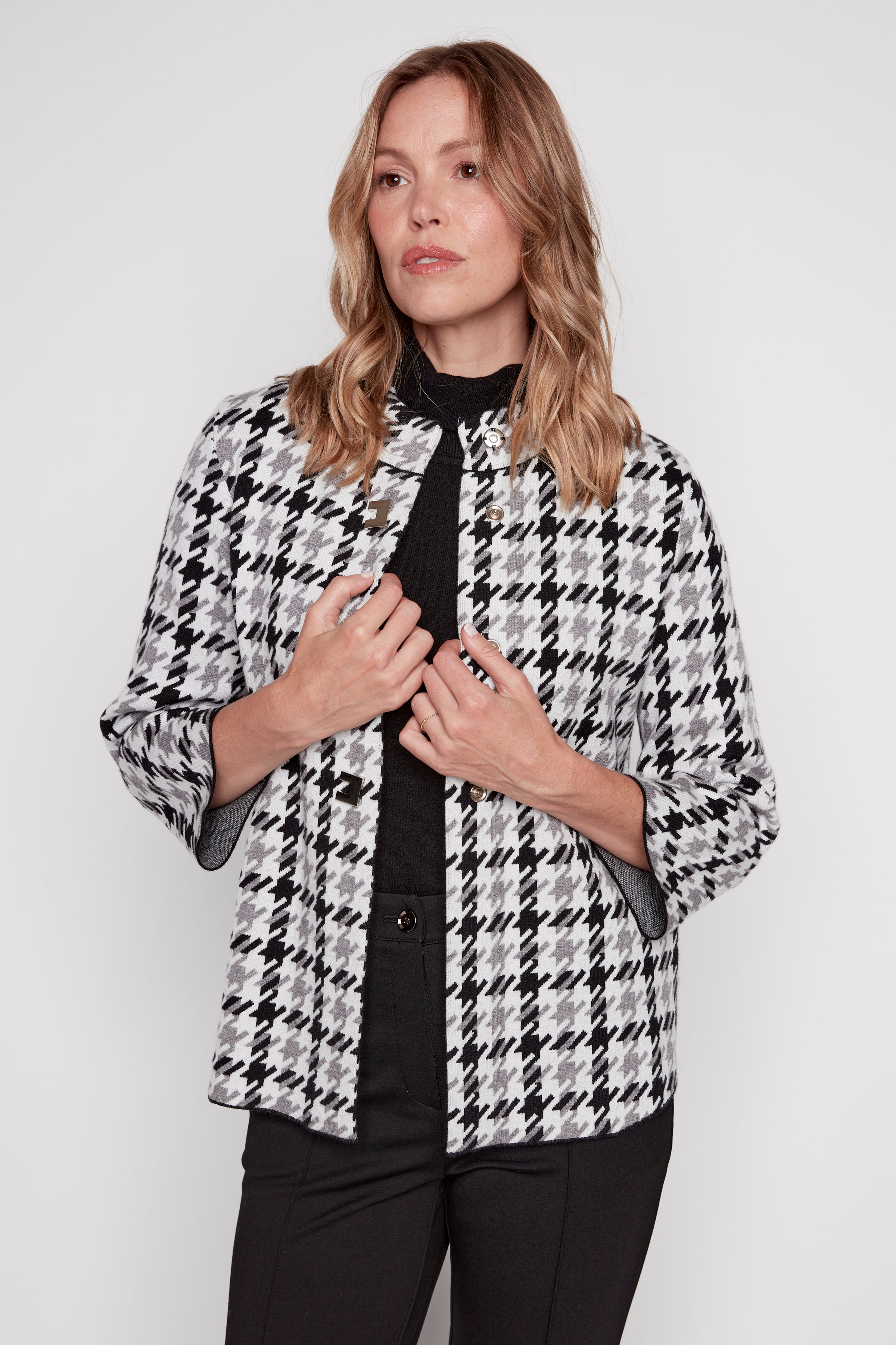 Houndstooth sweater cardigan