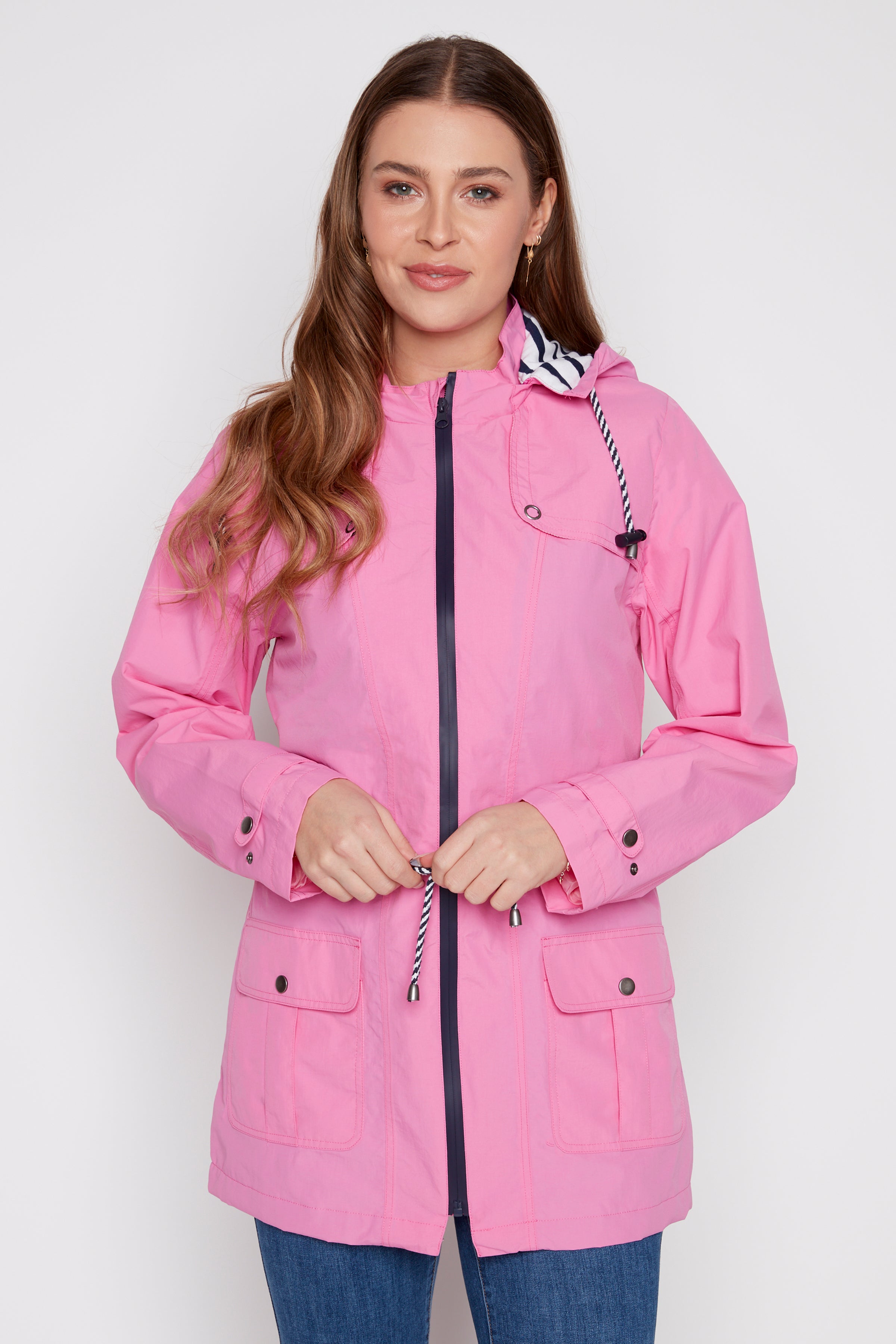 Raincoat with stripe lining