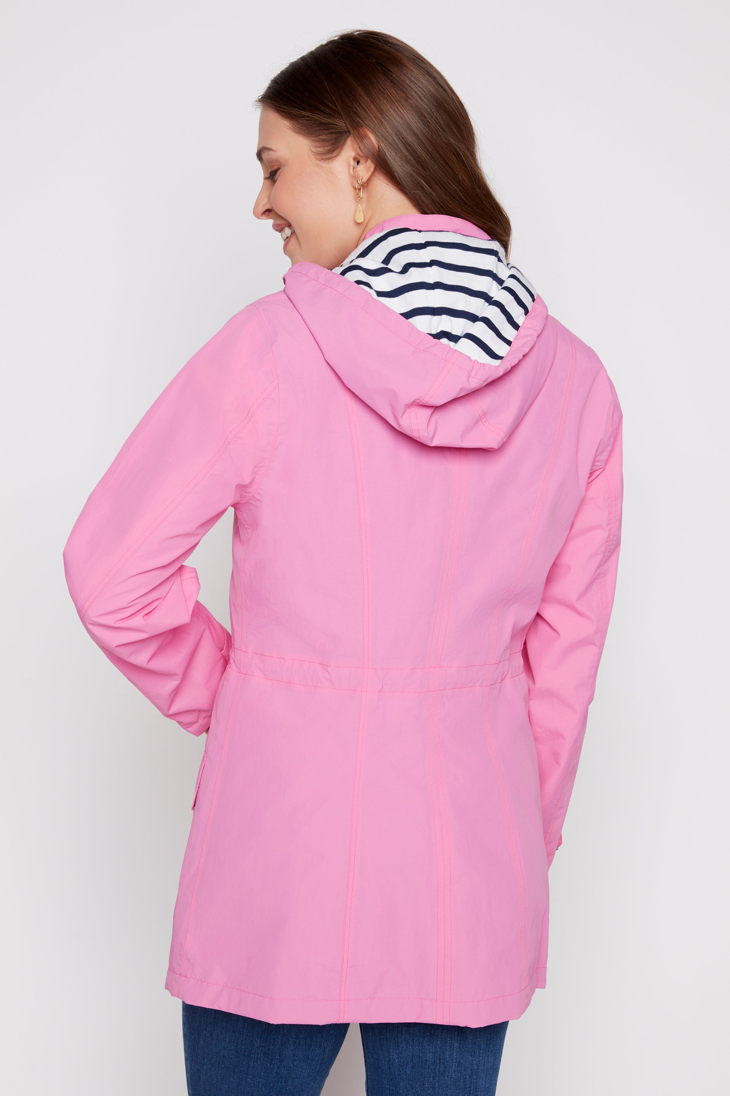 Raincoat with stripe lining