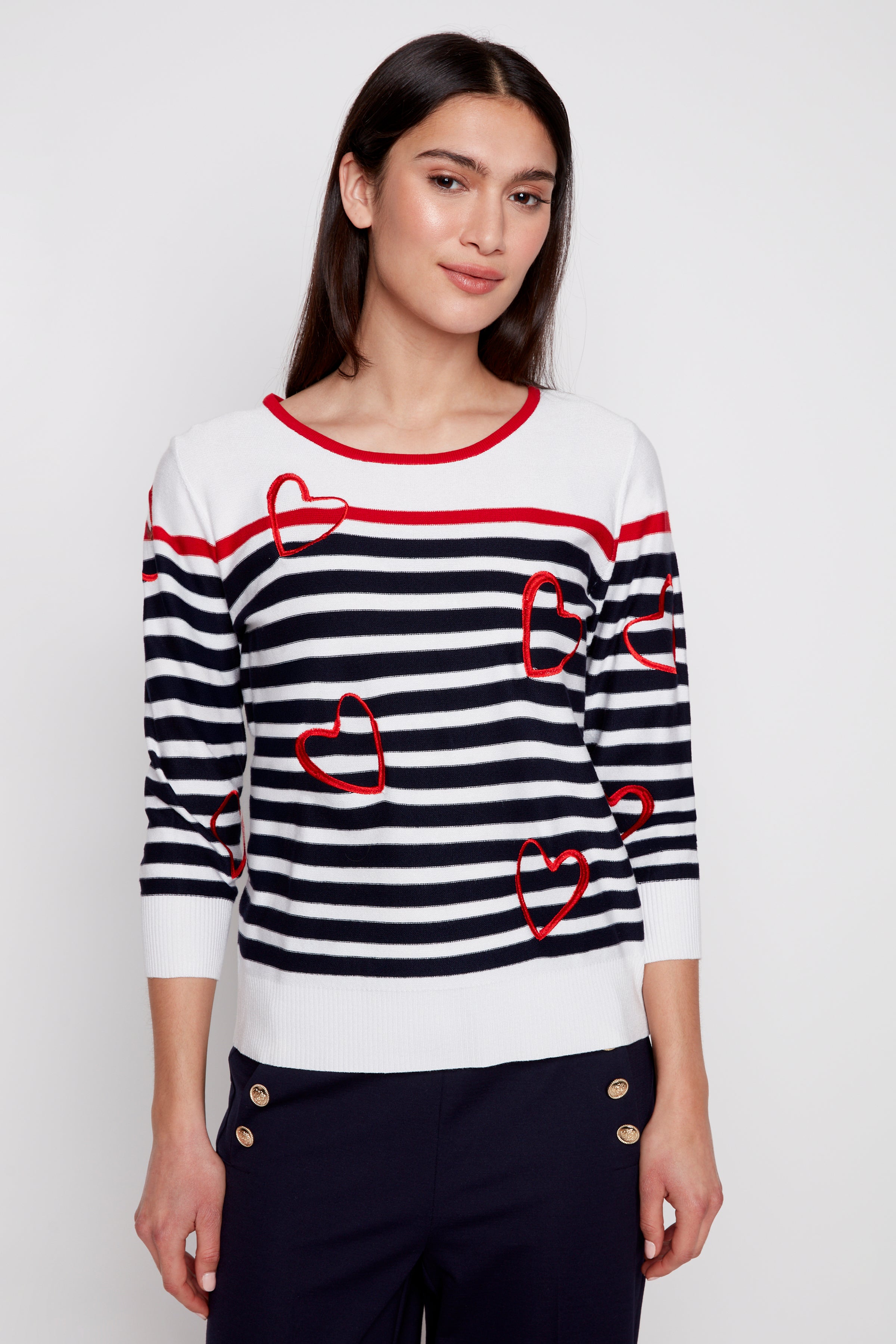 Stripe and heart sweater