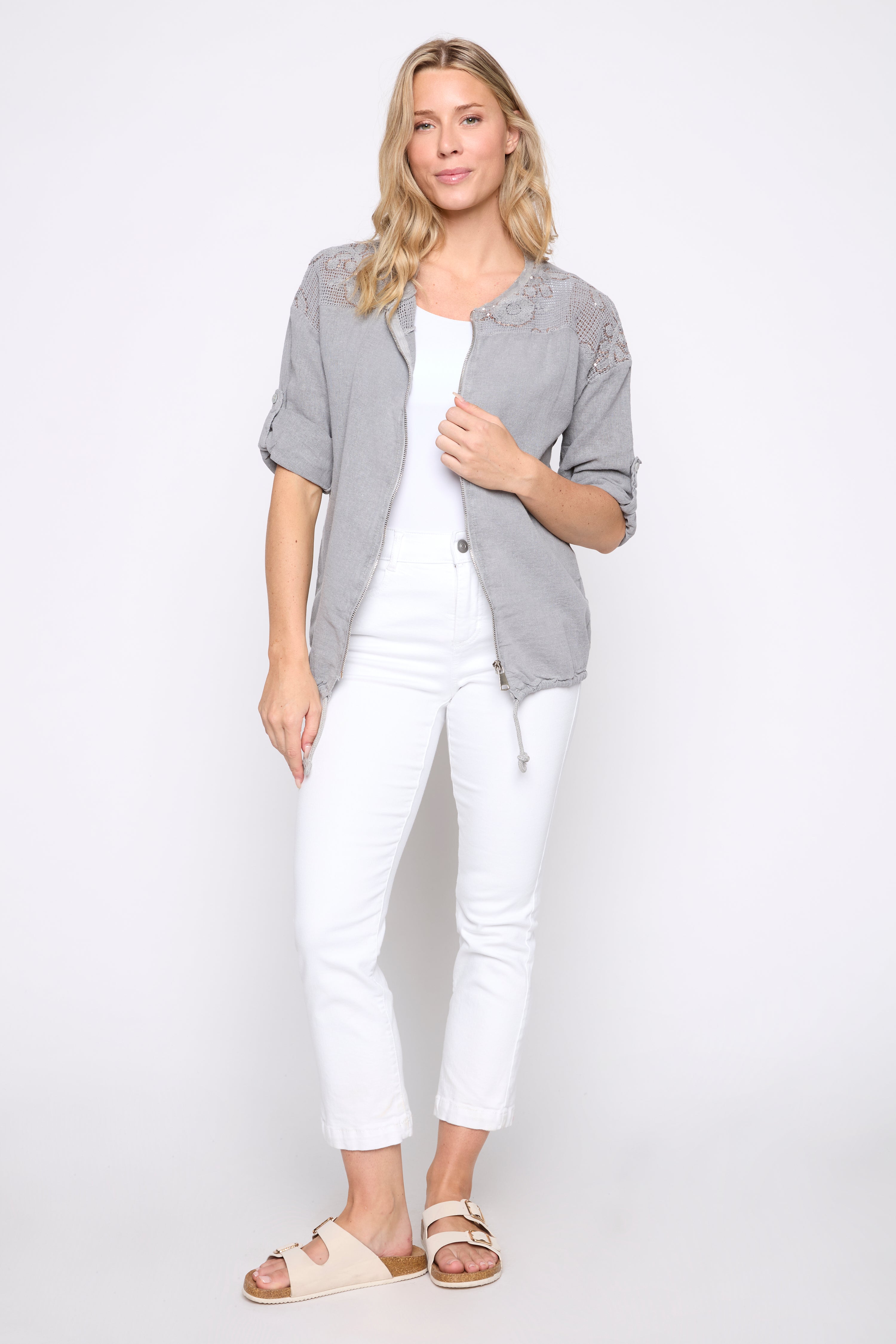 Crochet with sequin detail cardigan