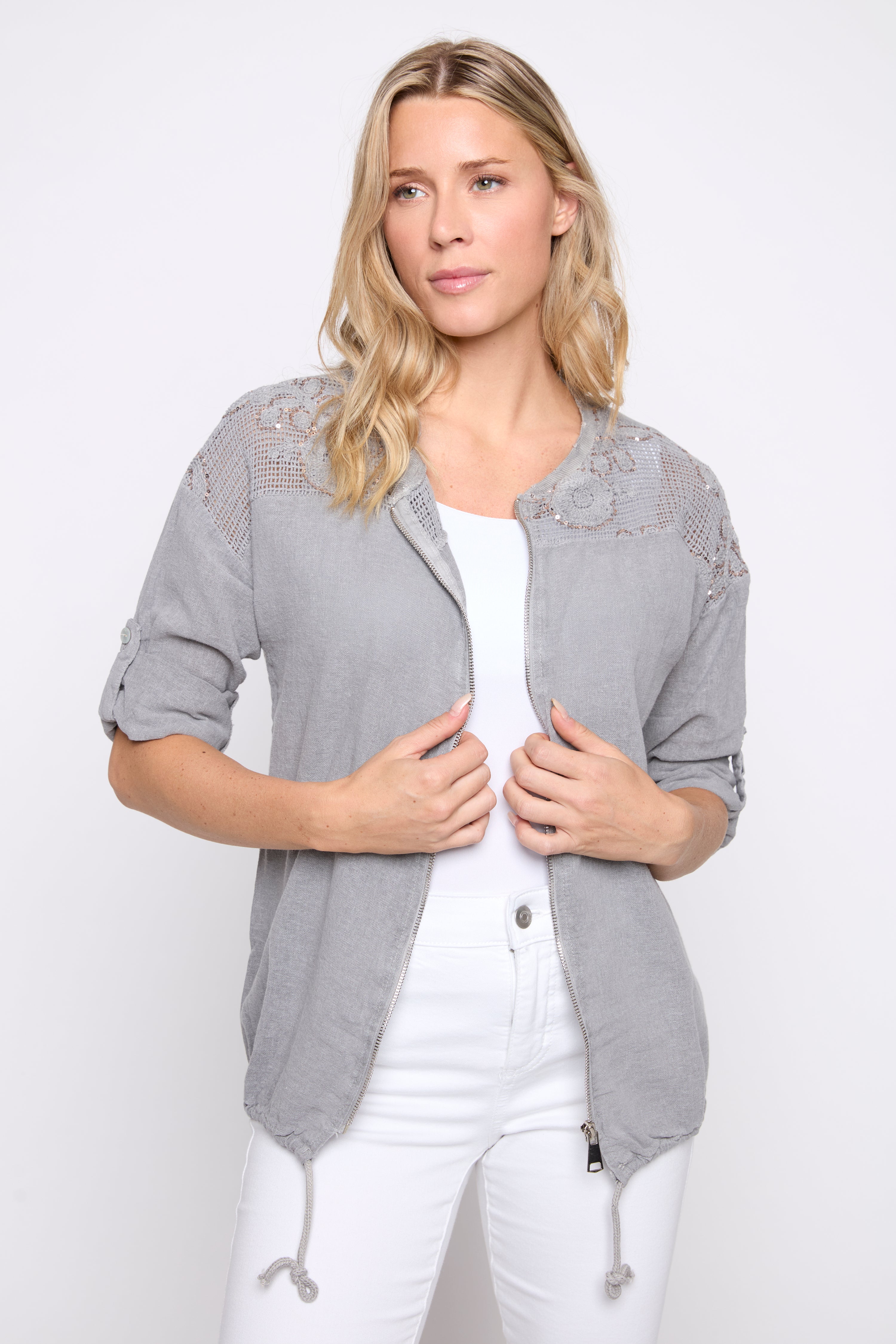 Crochet with sequin detail cardigan