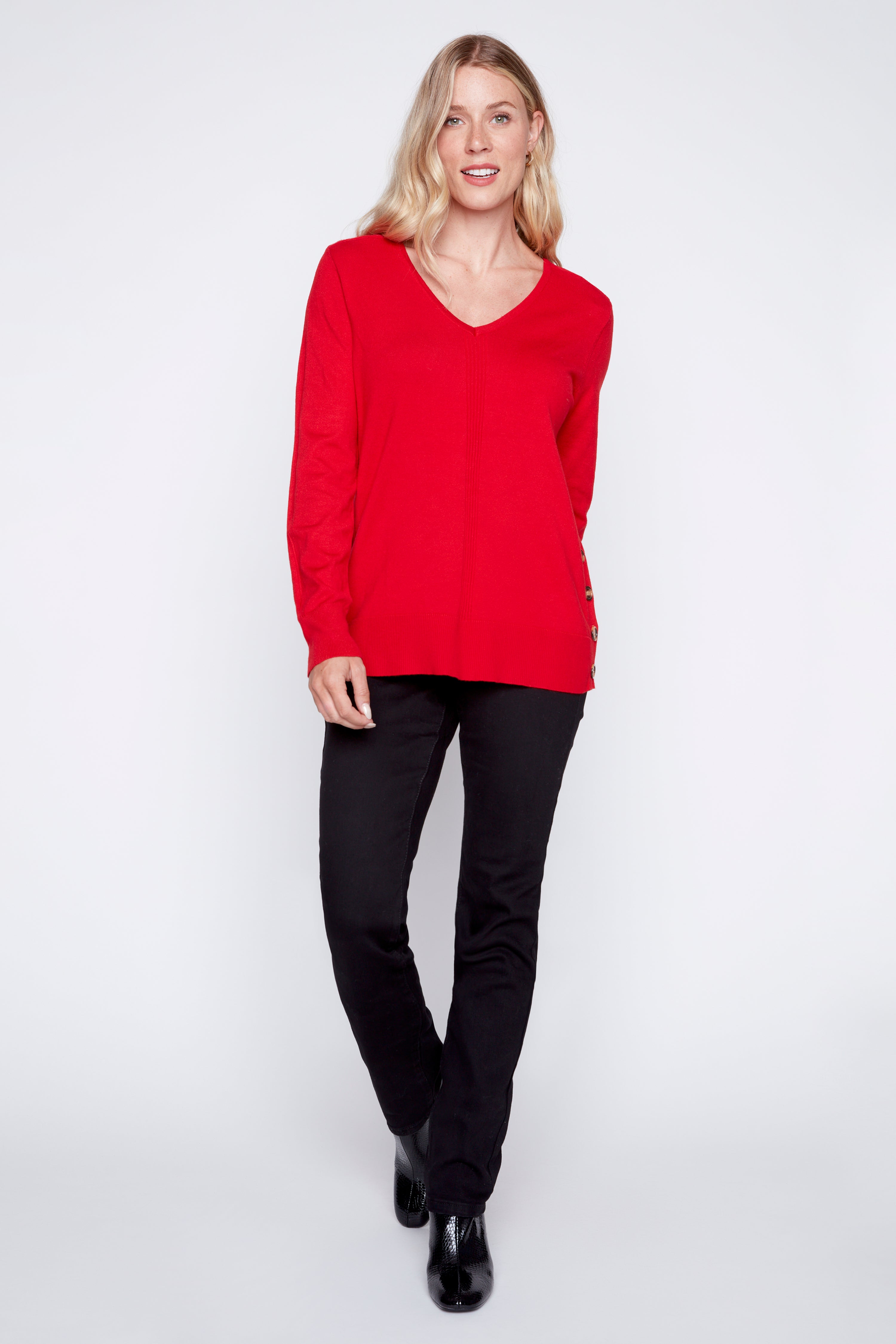 Side button detail sweater