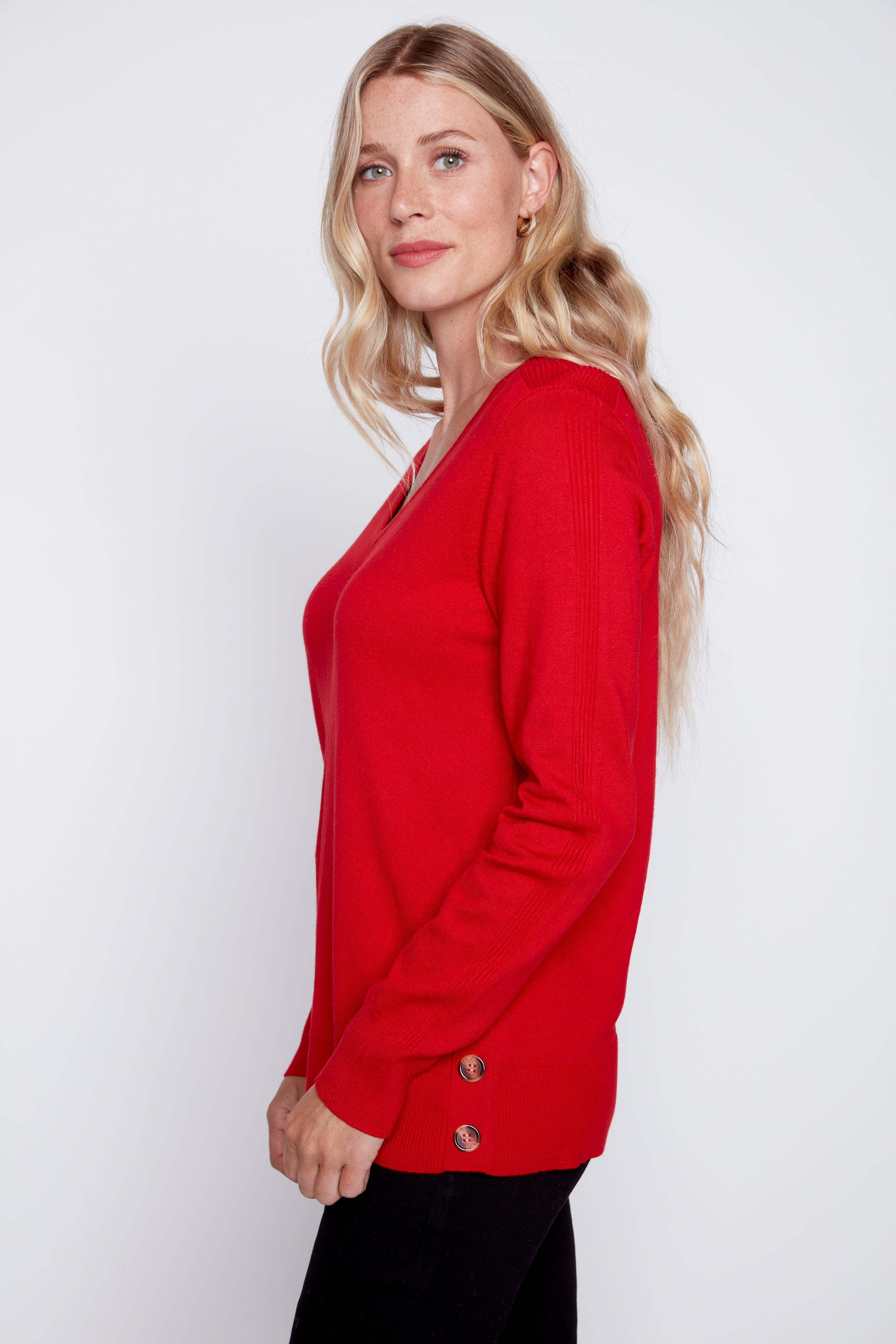 Side button detail sweater