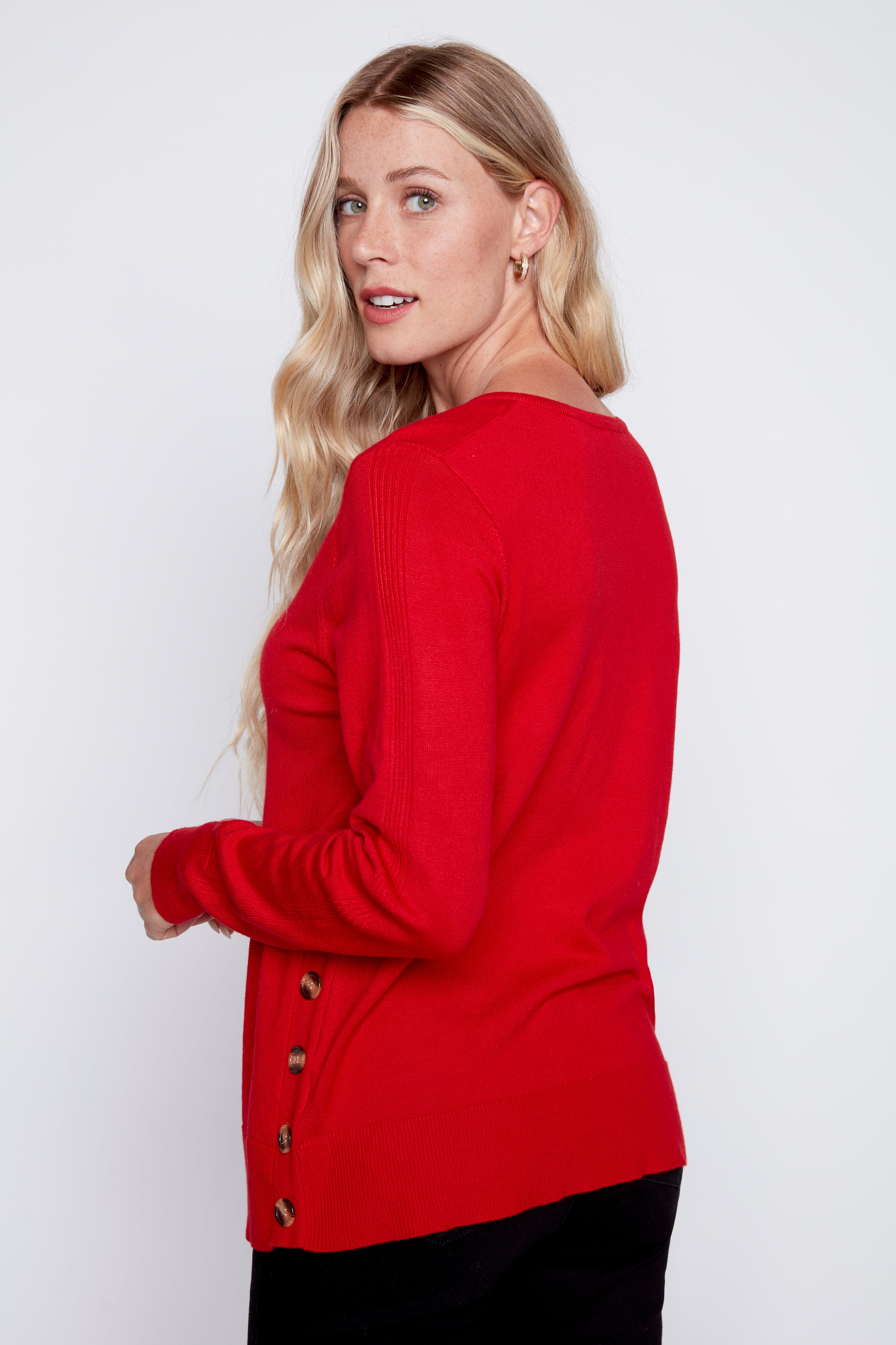 Side button detail sweater
