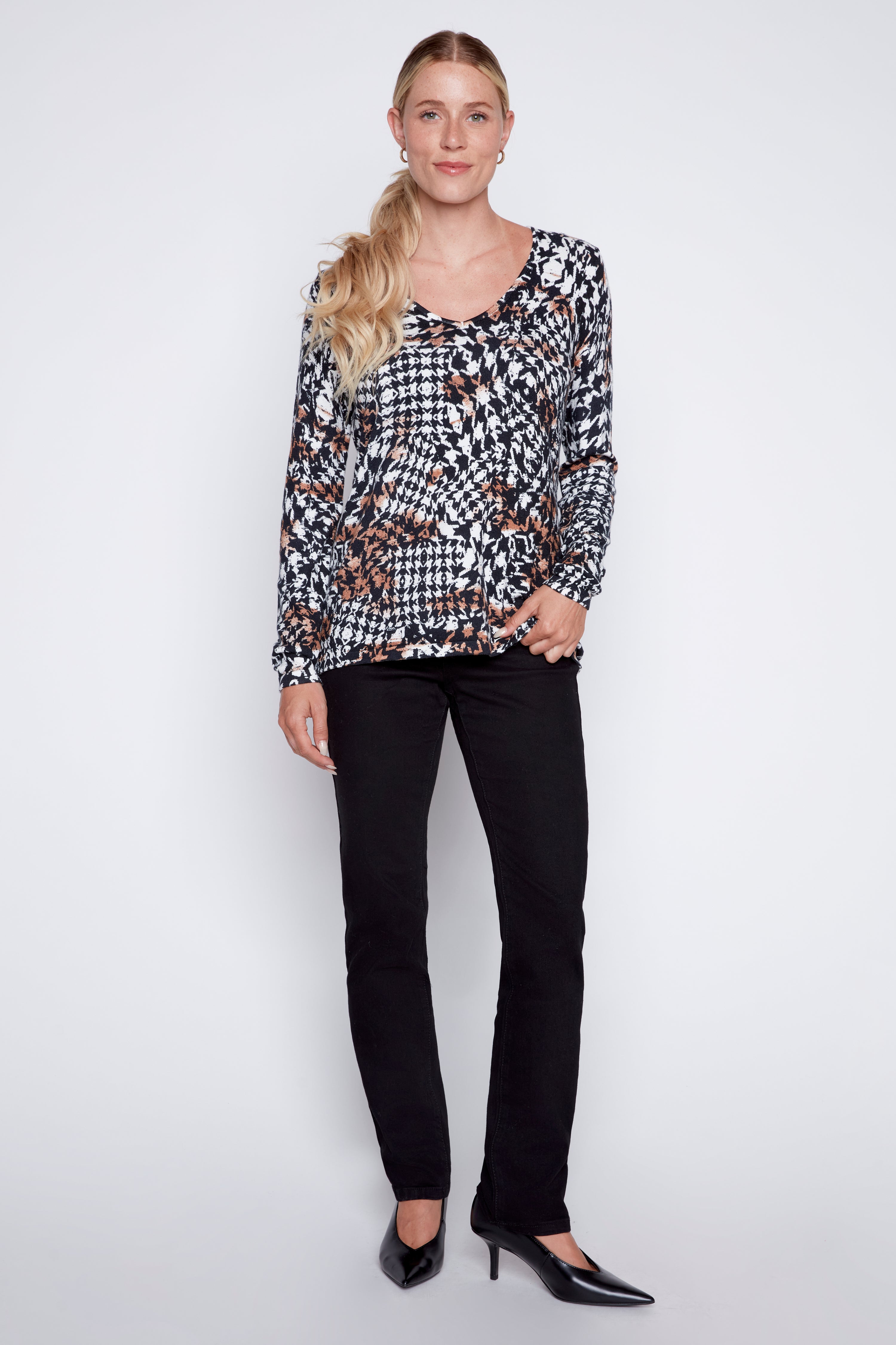 Houndstooth design sweater