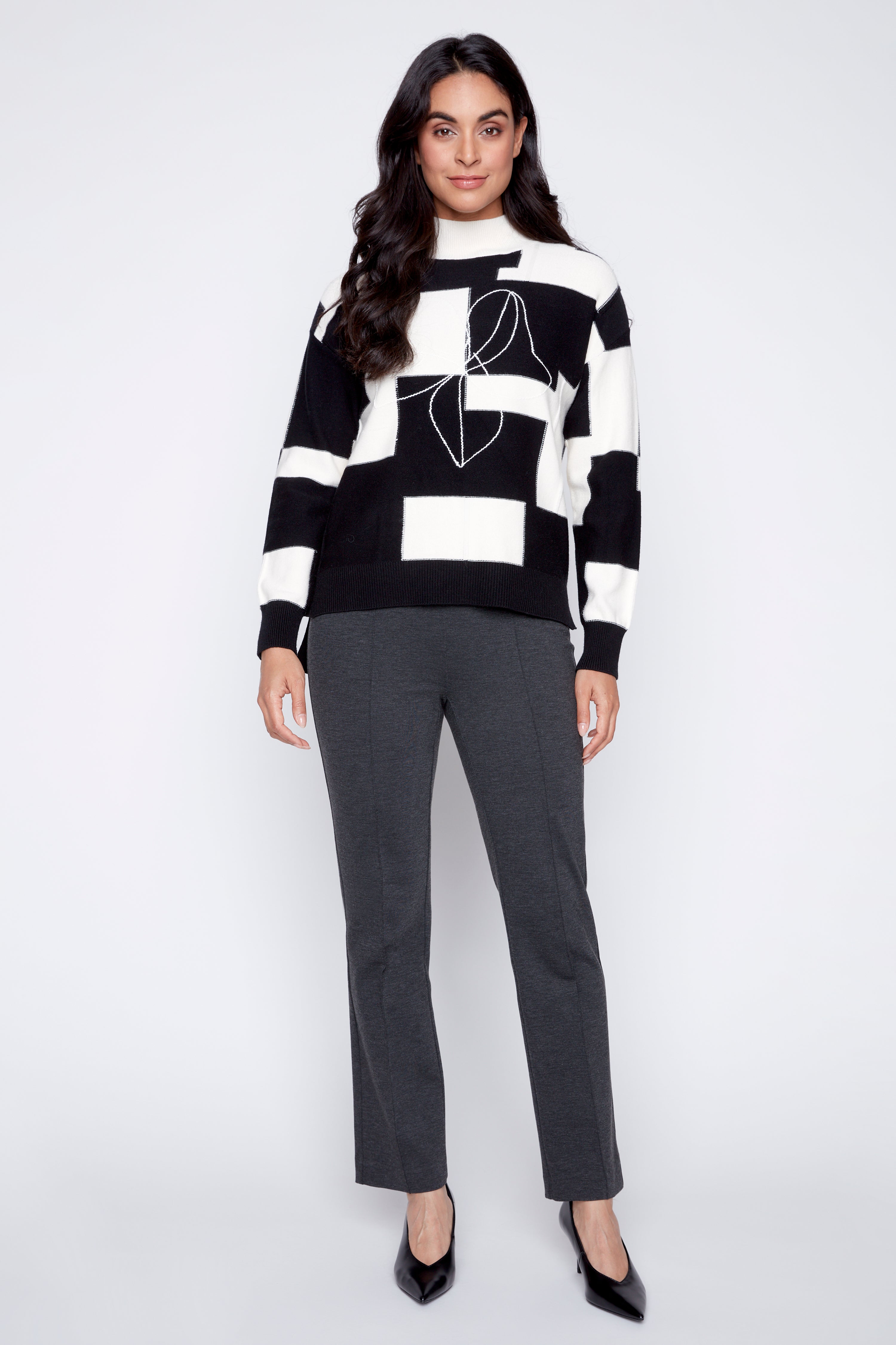 Black and white check design sweater