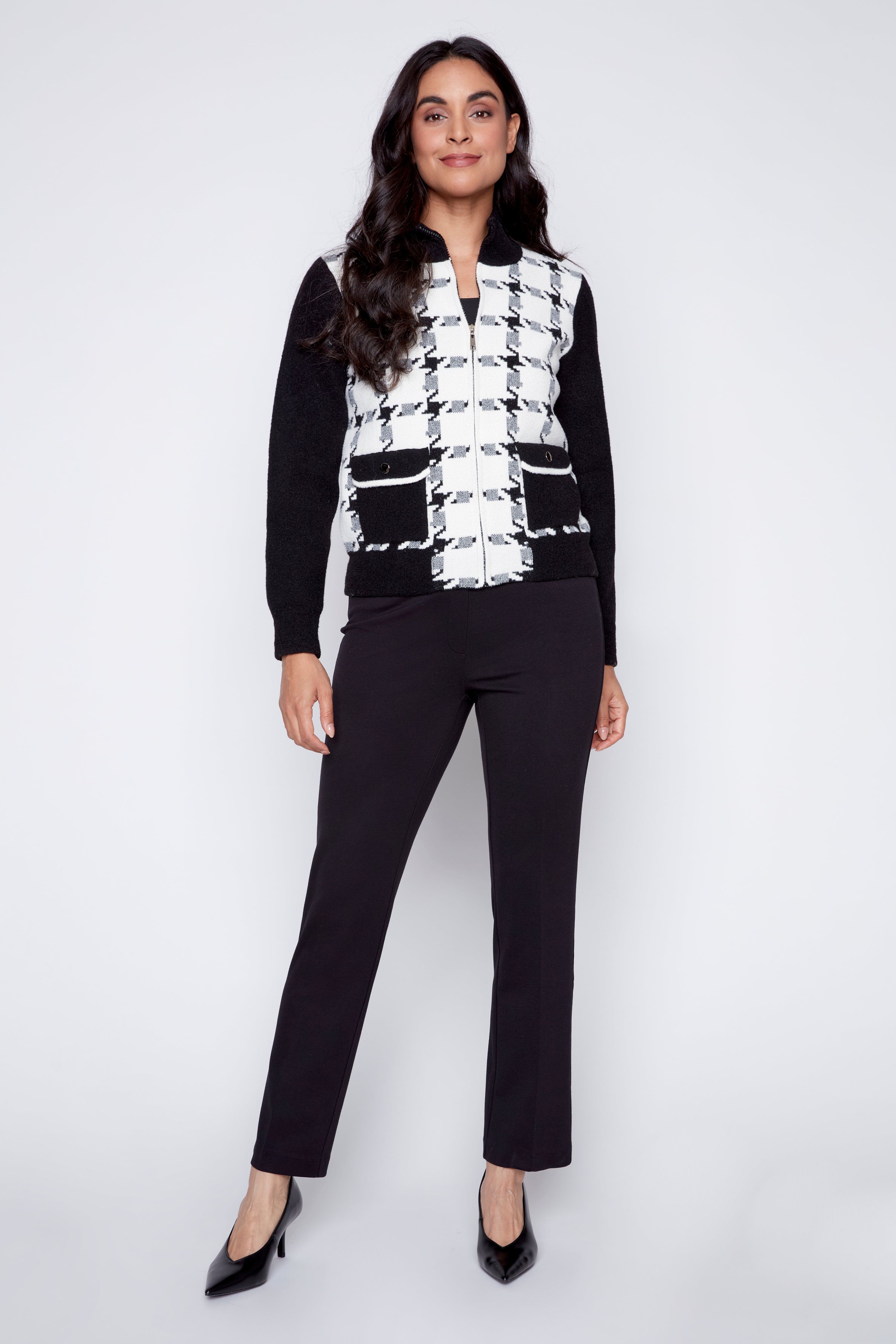 Houndstooth design cardigan