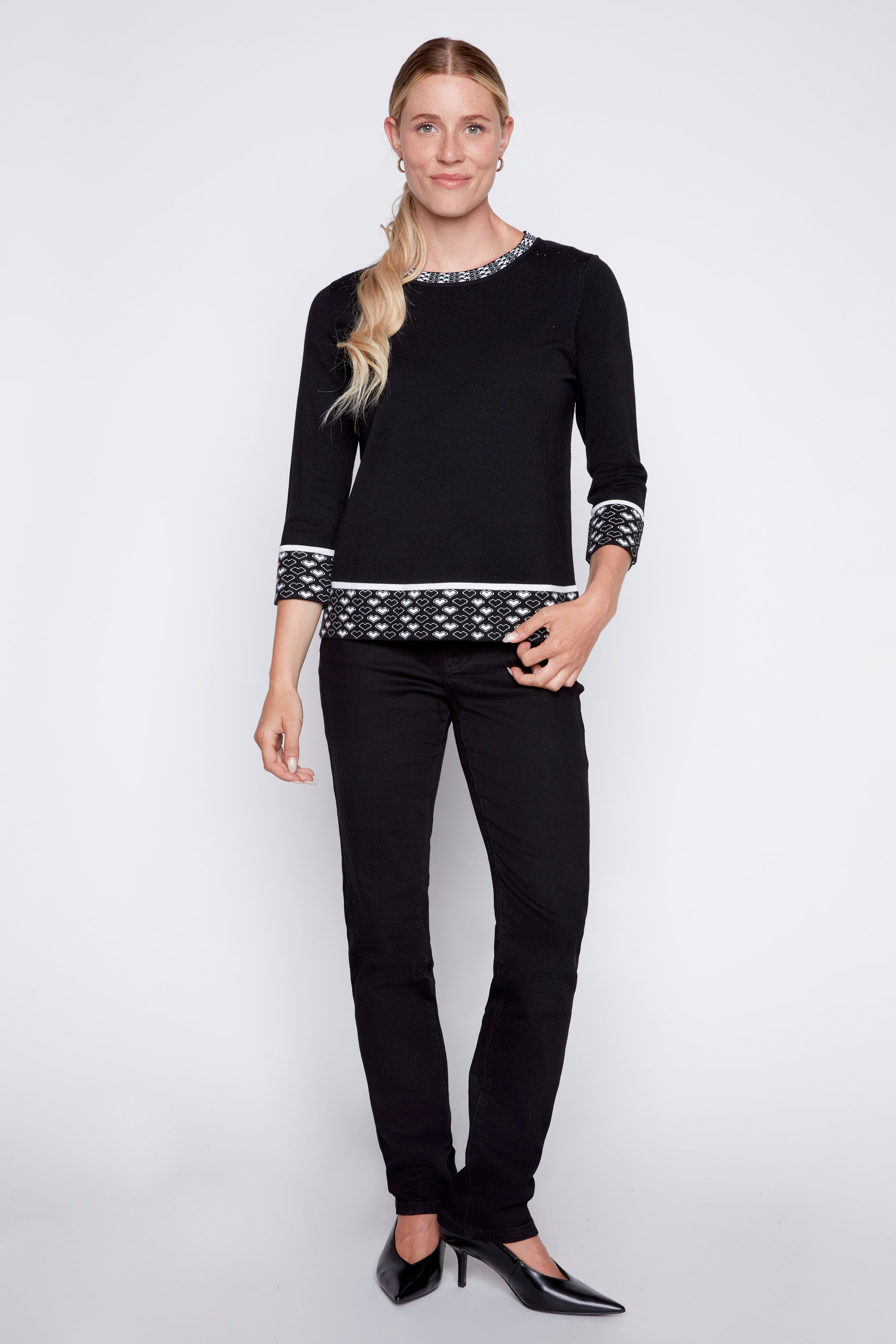 Heart border sweater