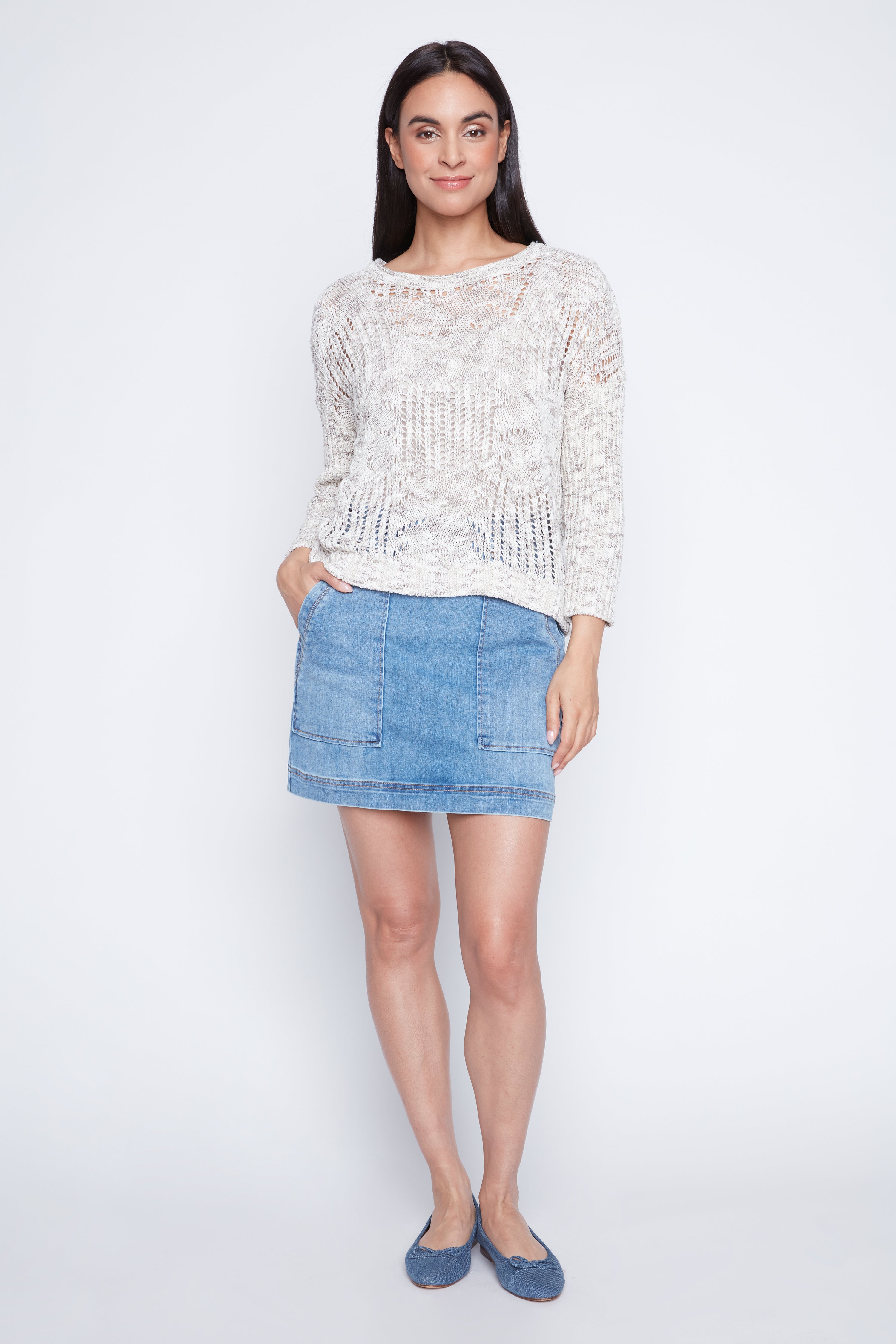 Open weave crochet sweater