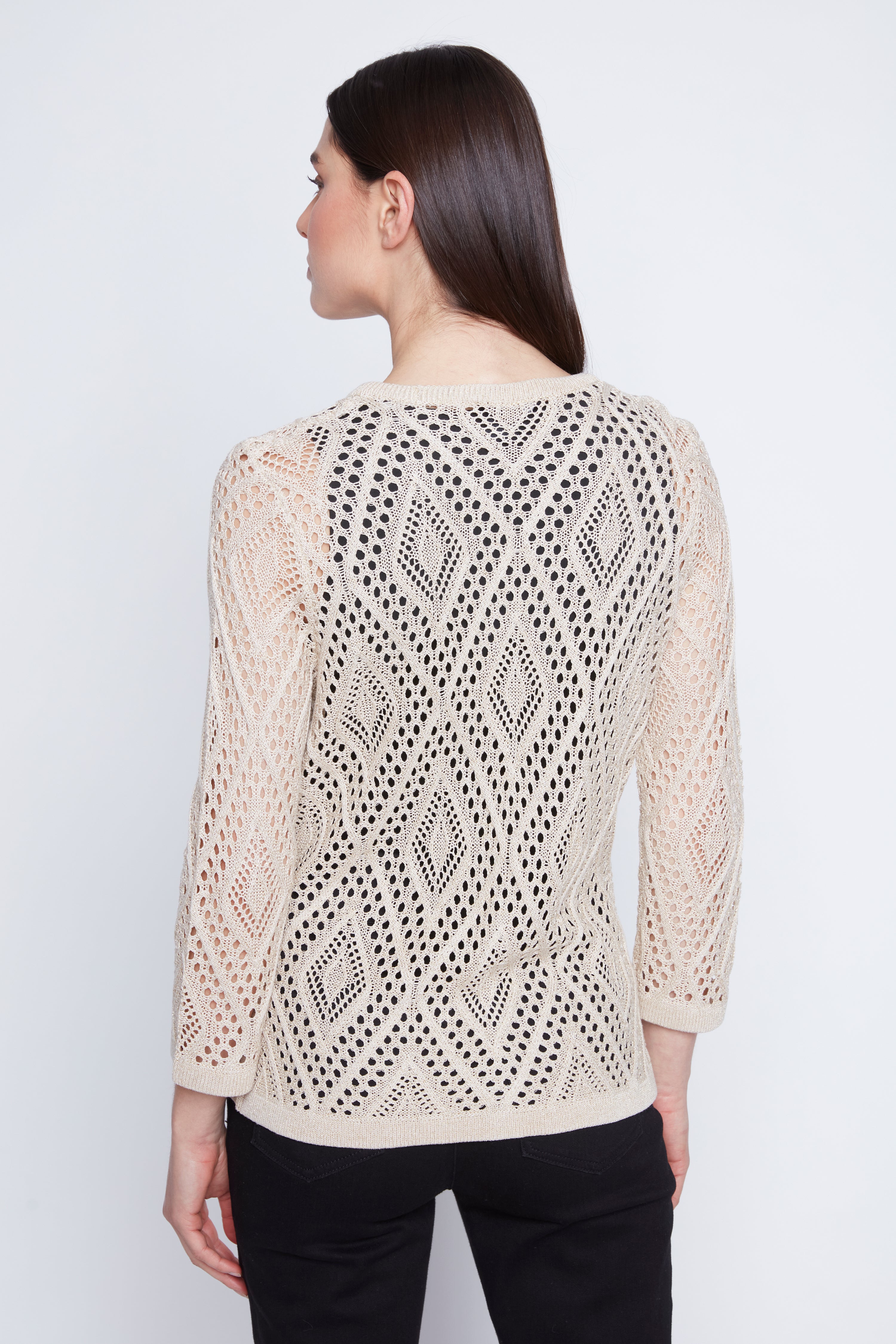 Crochet lurex cardigan