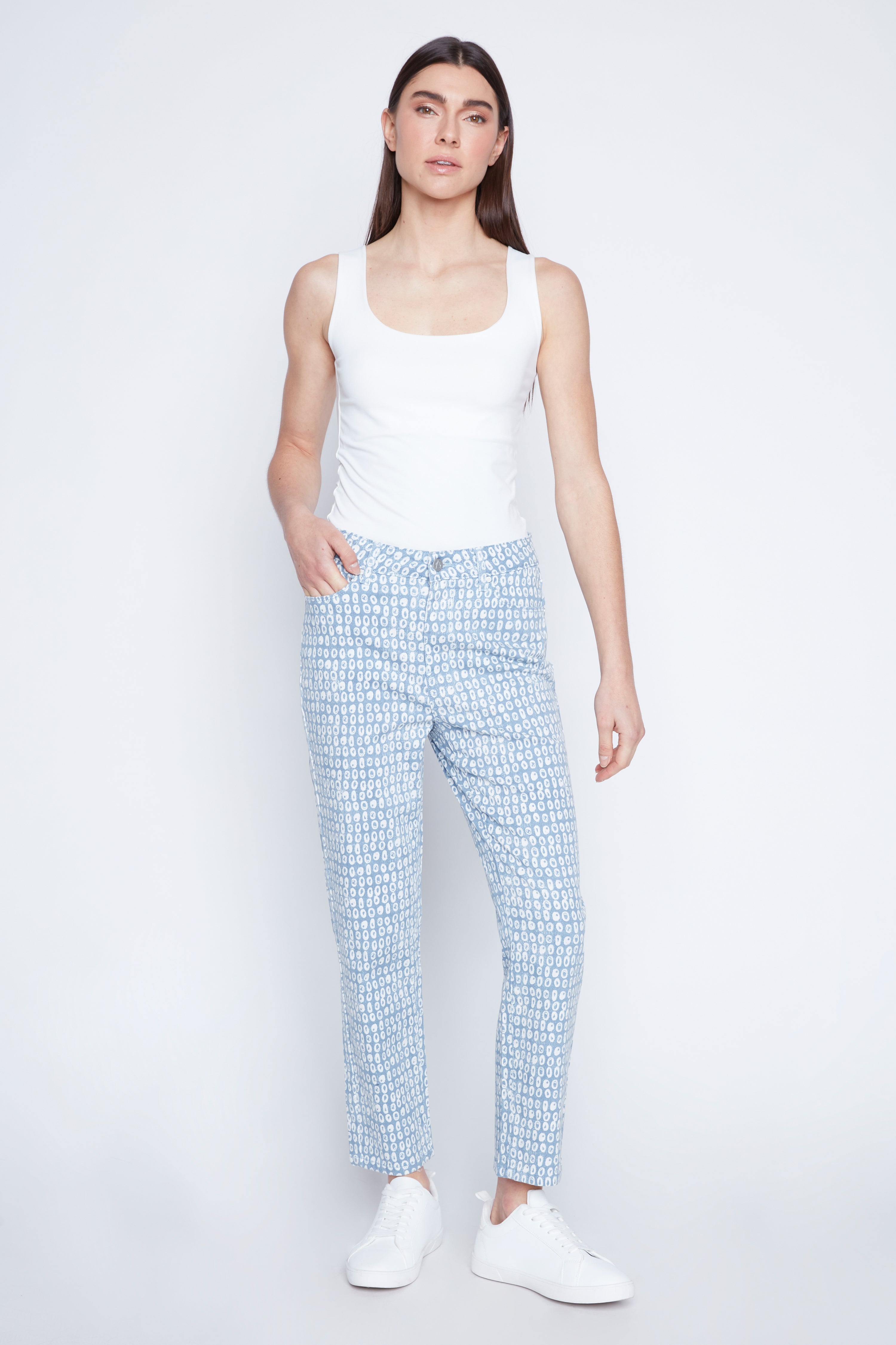 Slim leg floral jean