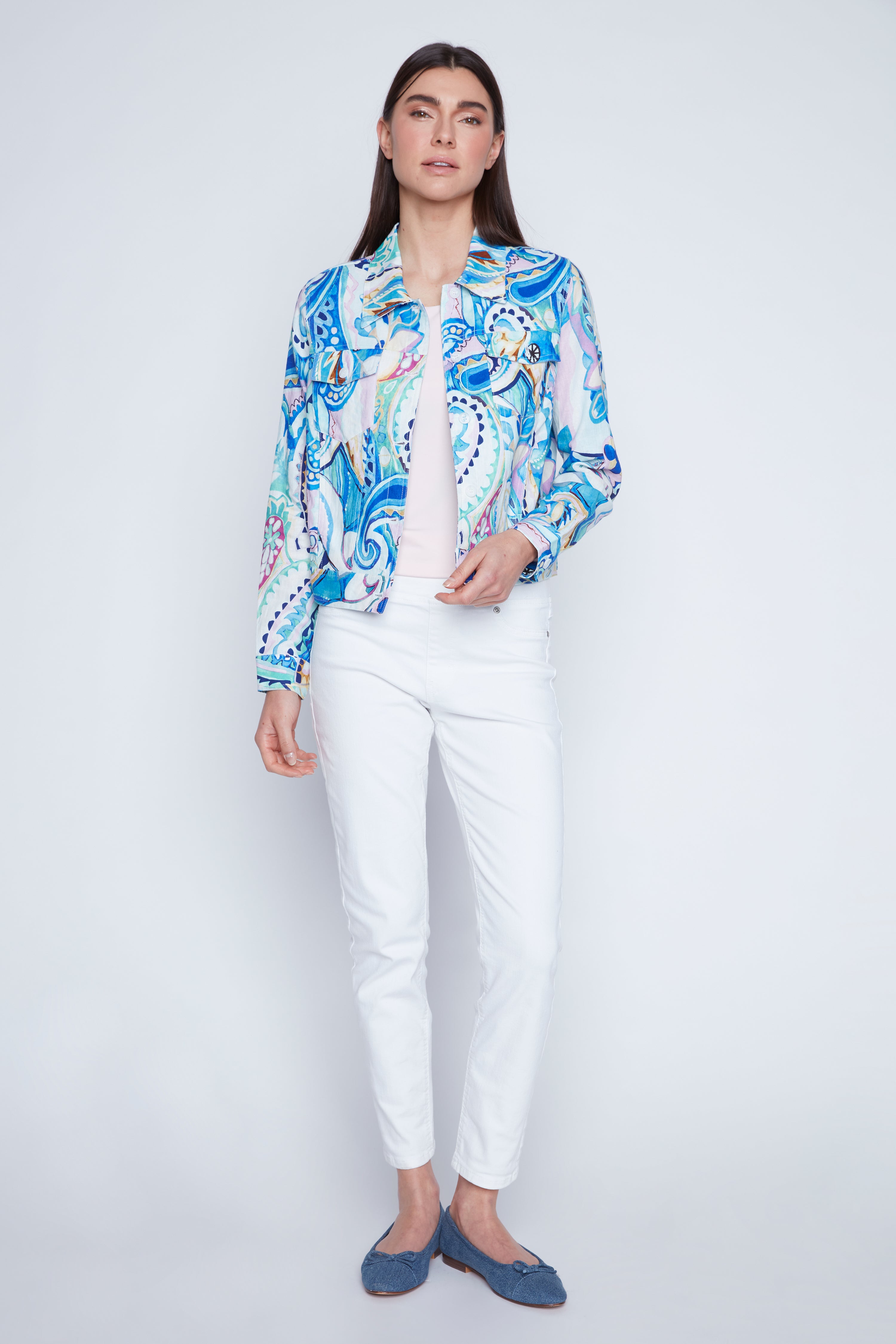 La veste en lin à imprimé cachemire