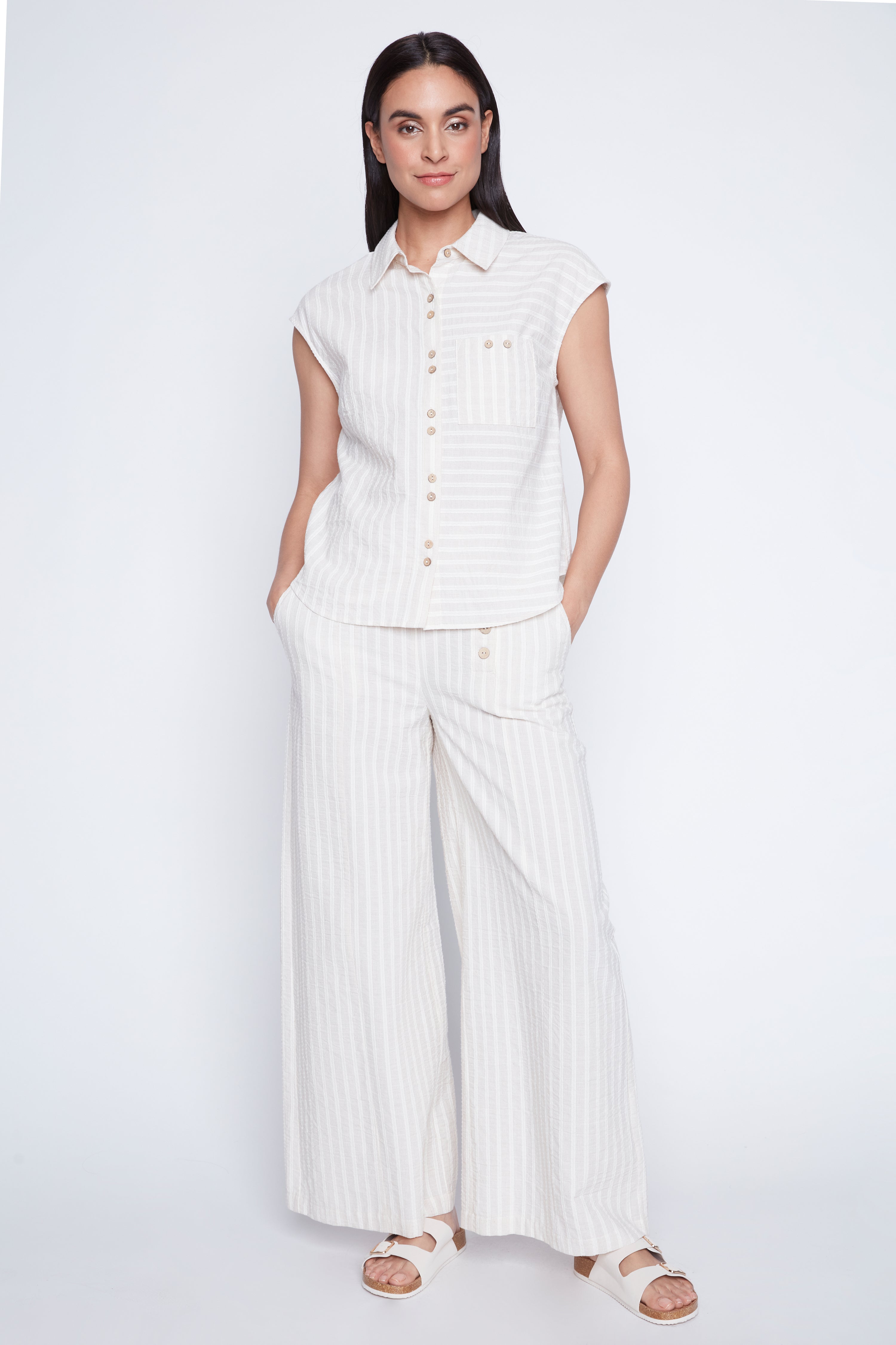 Stripe cotton blouse