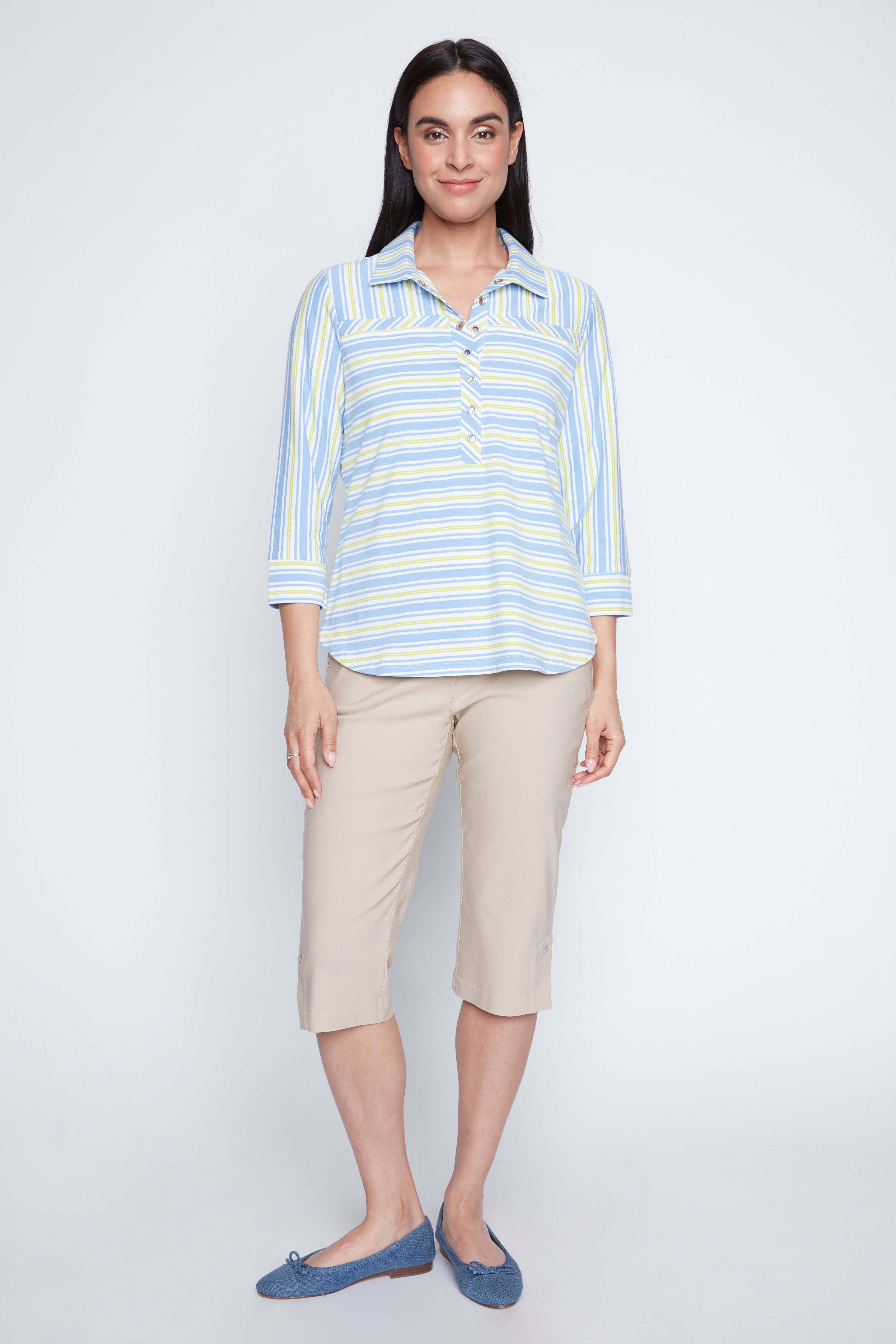 Stripe cotton t-shirt