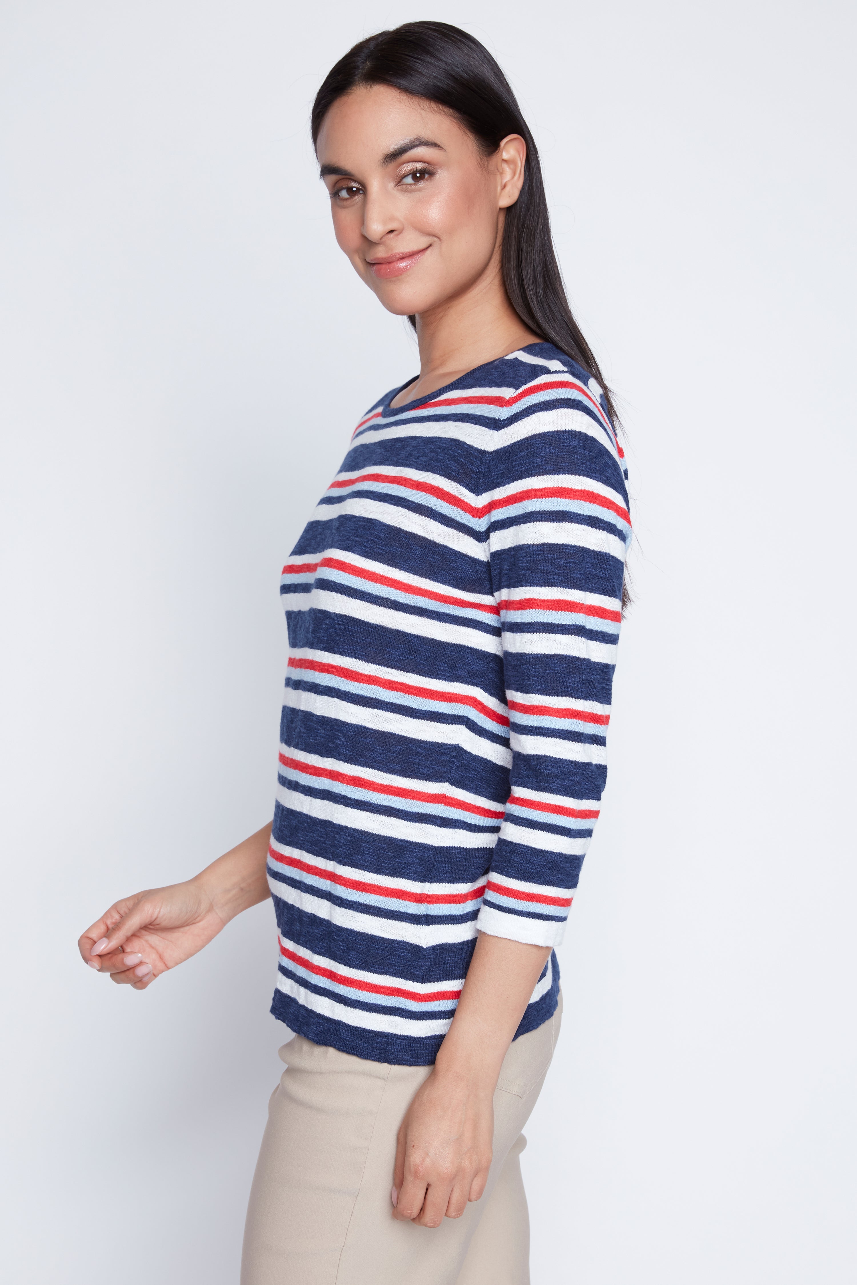 Multi stripe cotton sweater