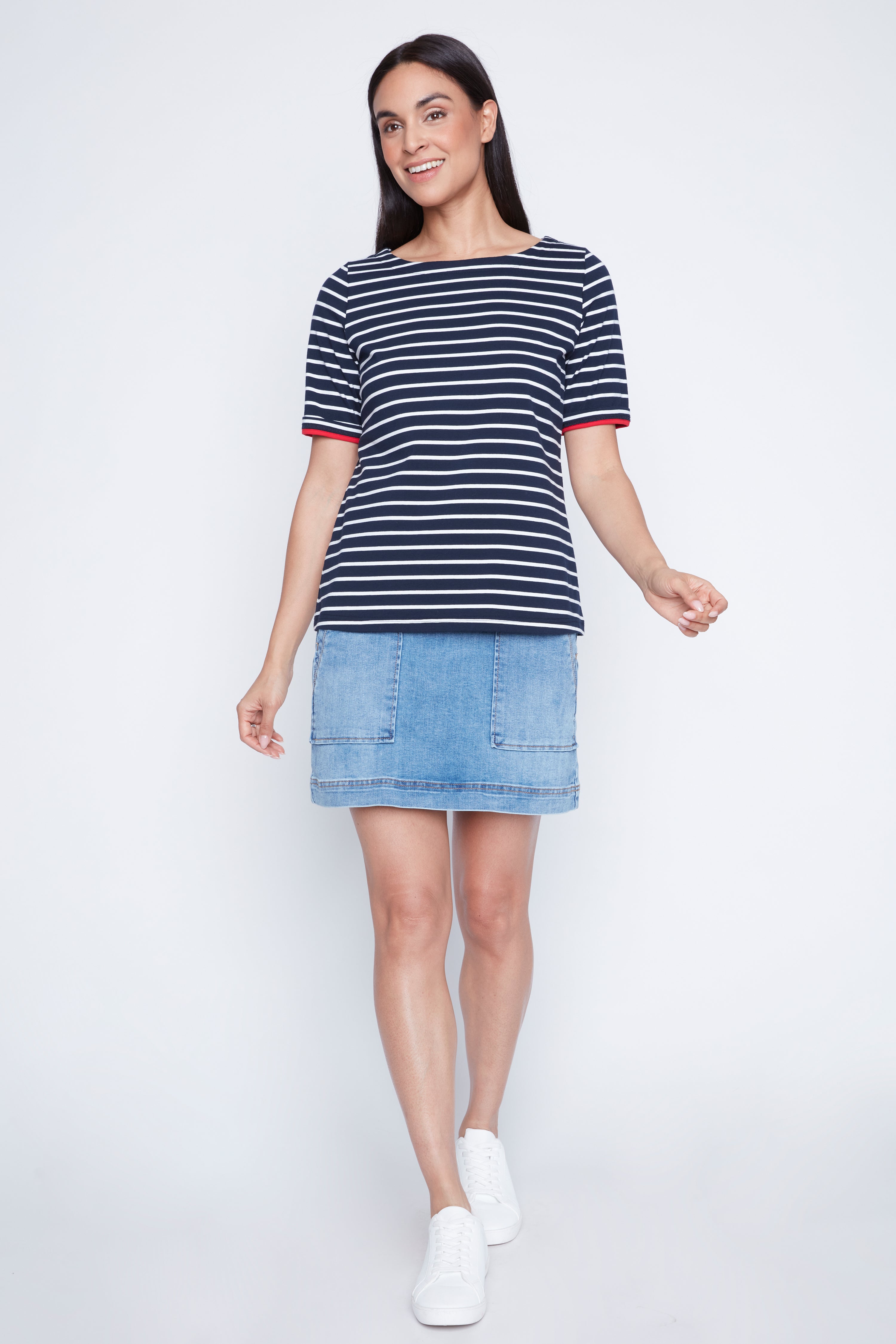 Short sleeve cotton stripe t-shirt