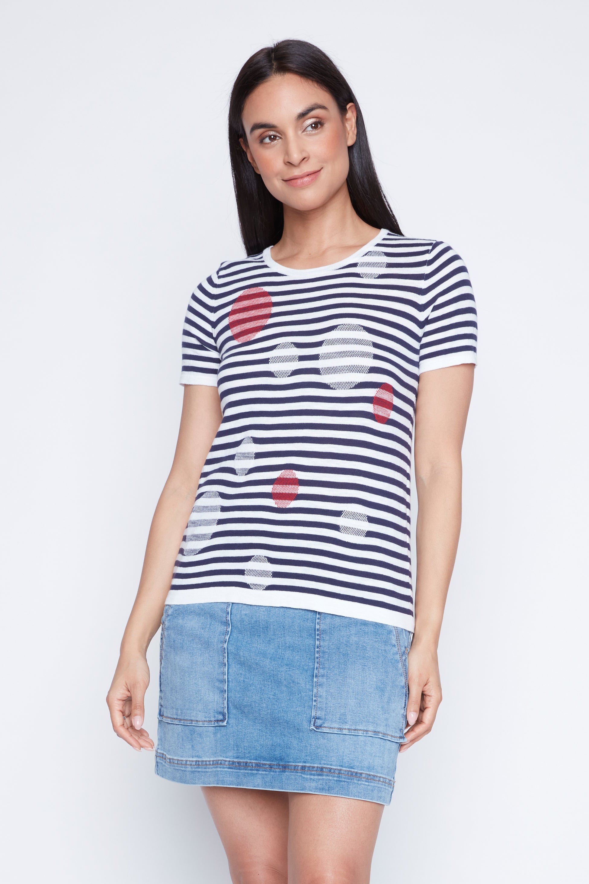 Stripe and dots cotton sweater