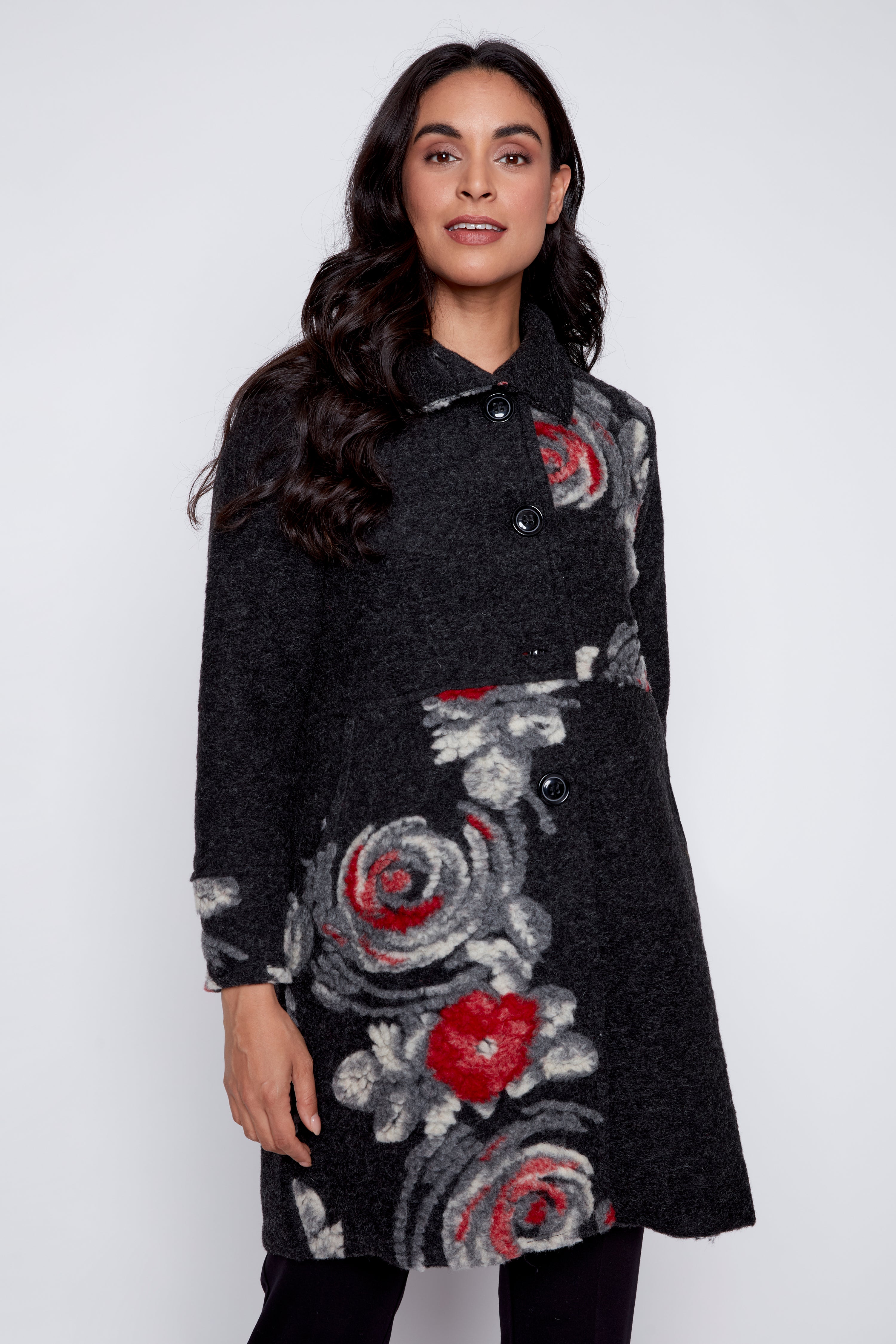 Embroidered boiled wool jacket