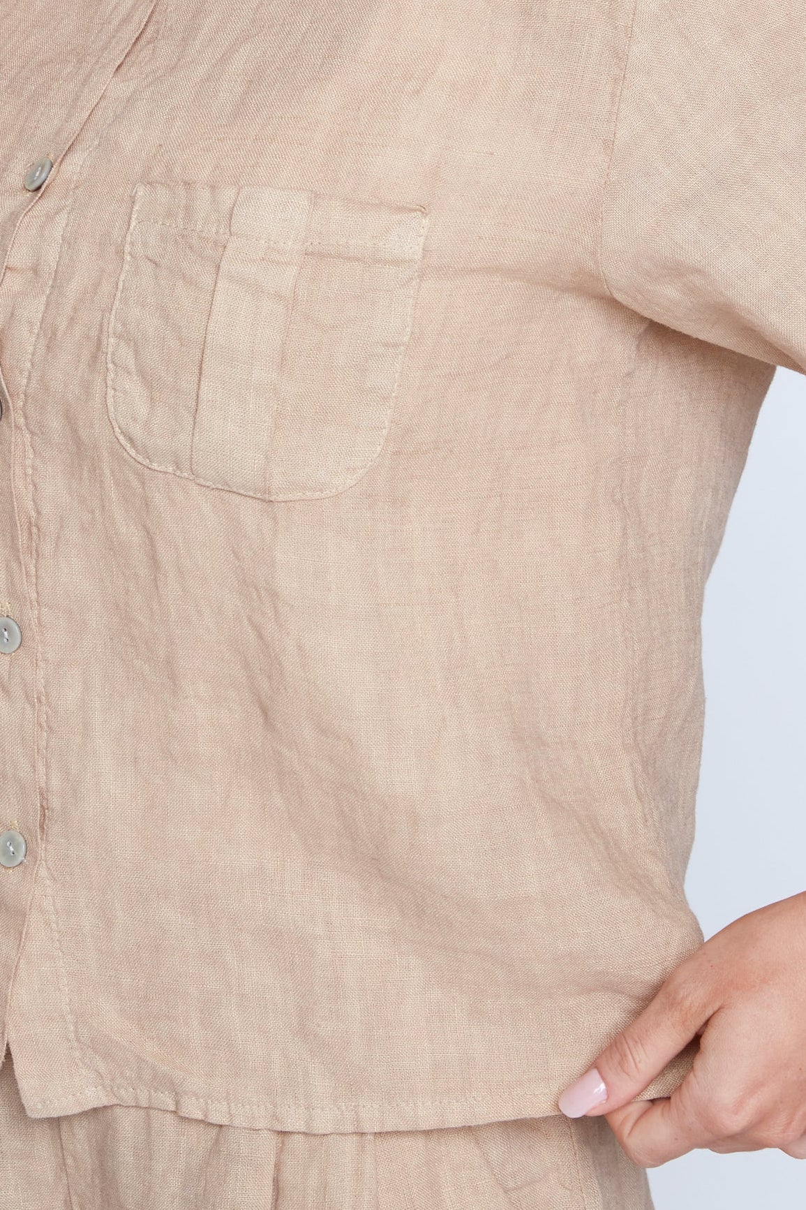 Button front linen blouse