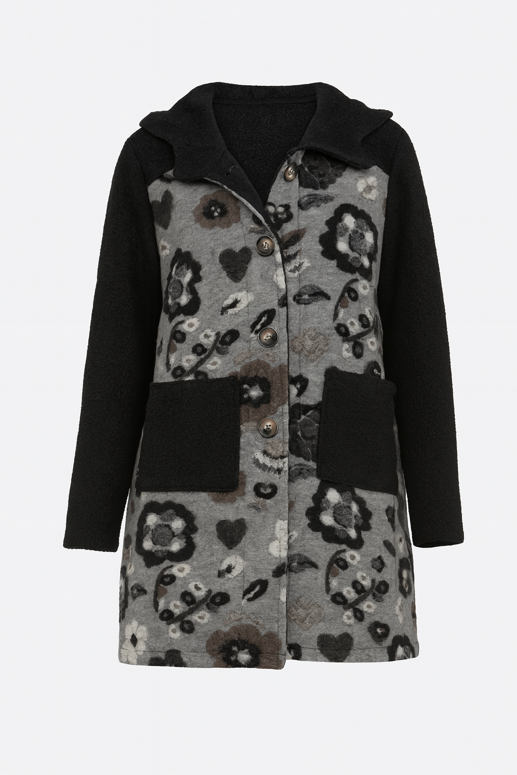 Floral embroidery boucle jacket