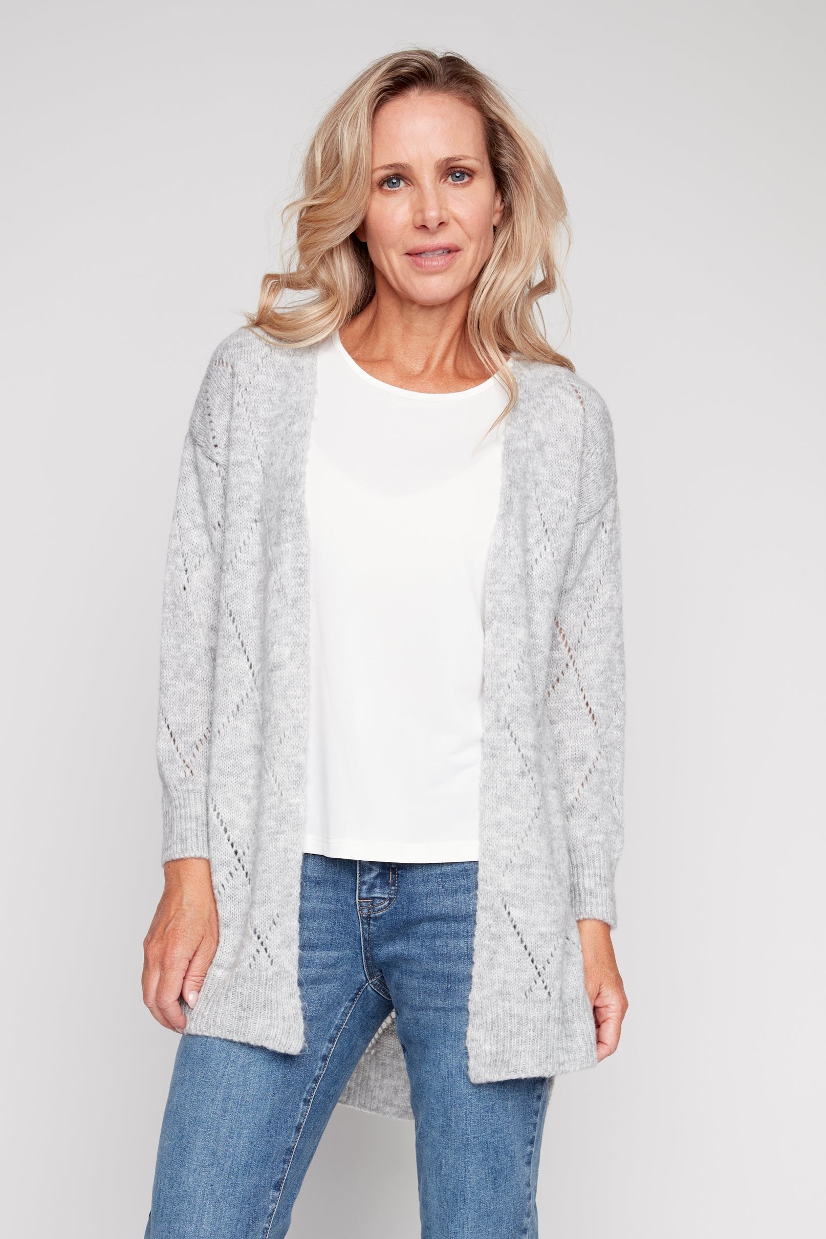 Hi-low sweater cardigan