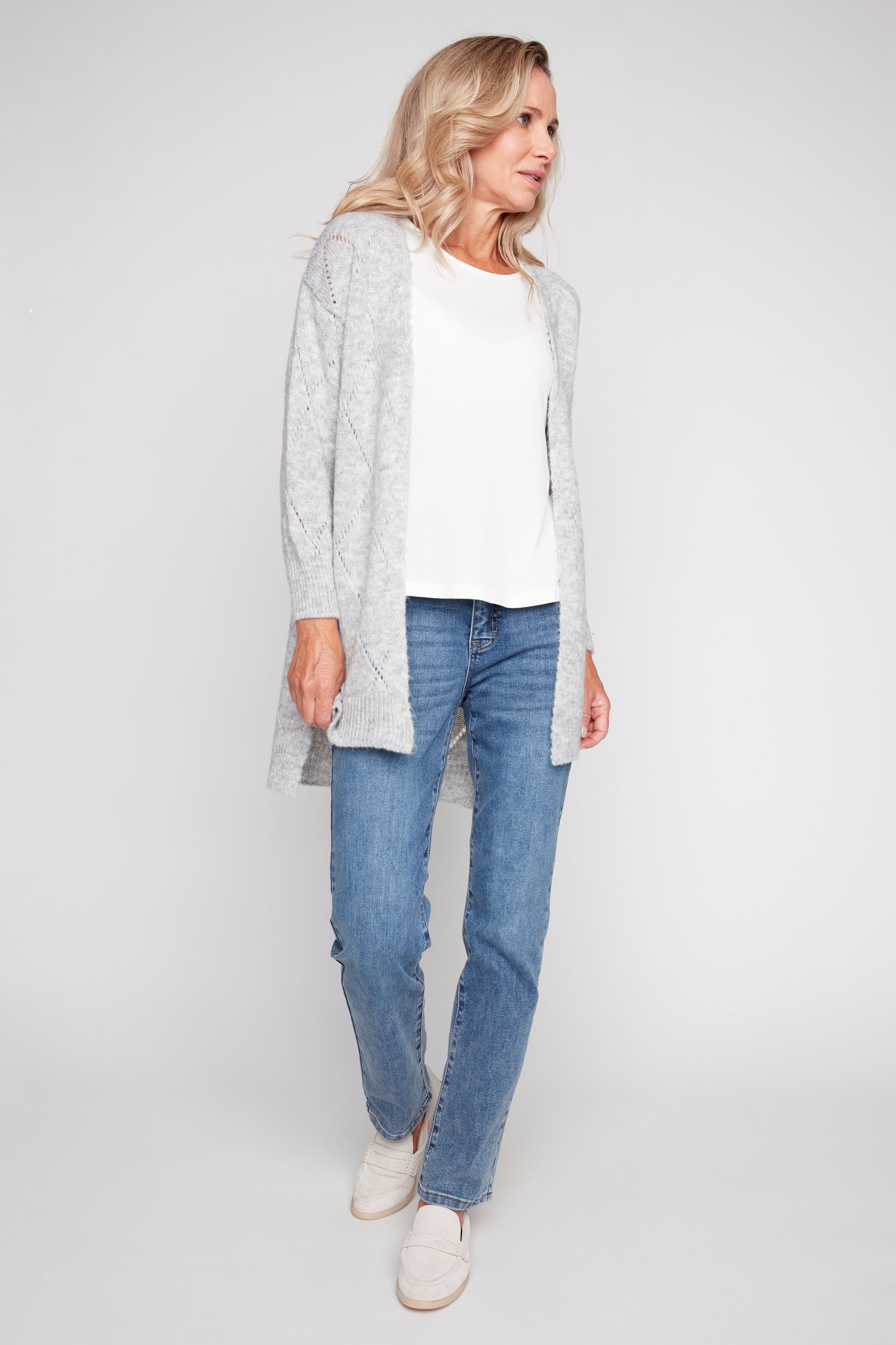 Hi-low sweater cardigan