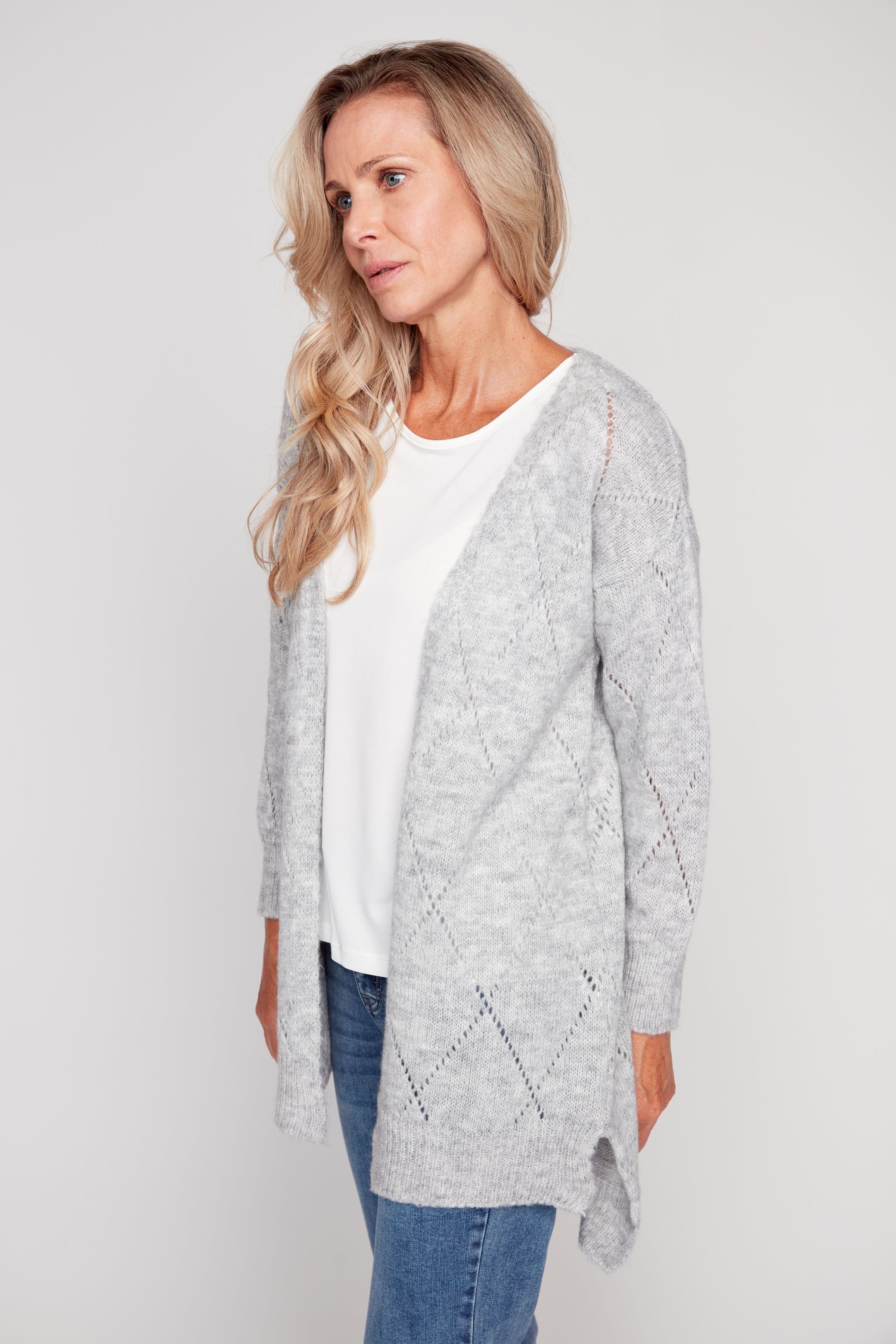 Hi-low sweater cardigan