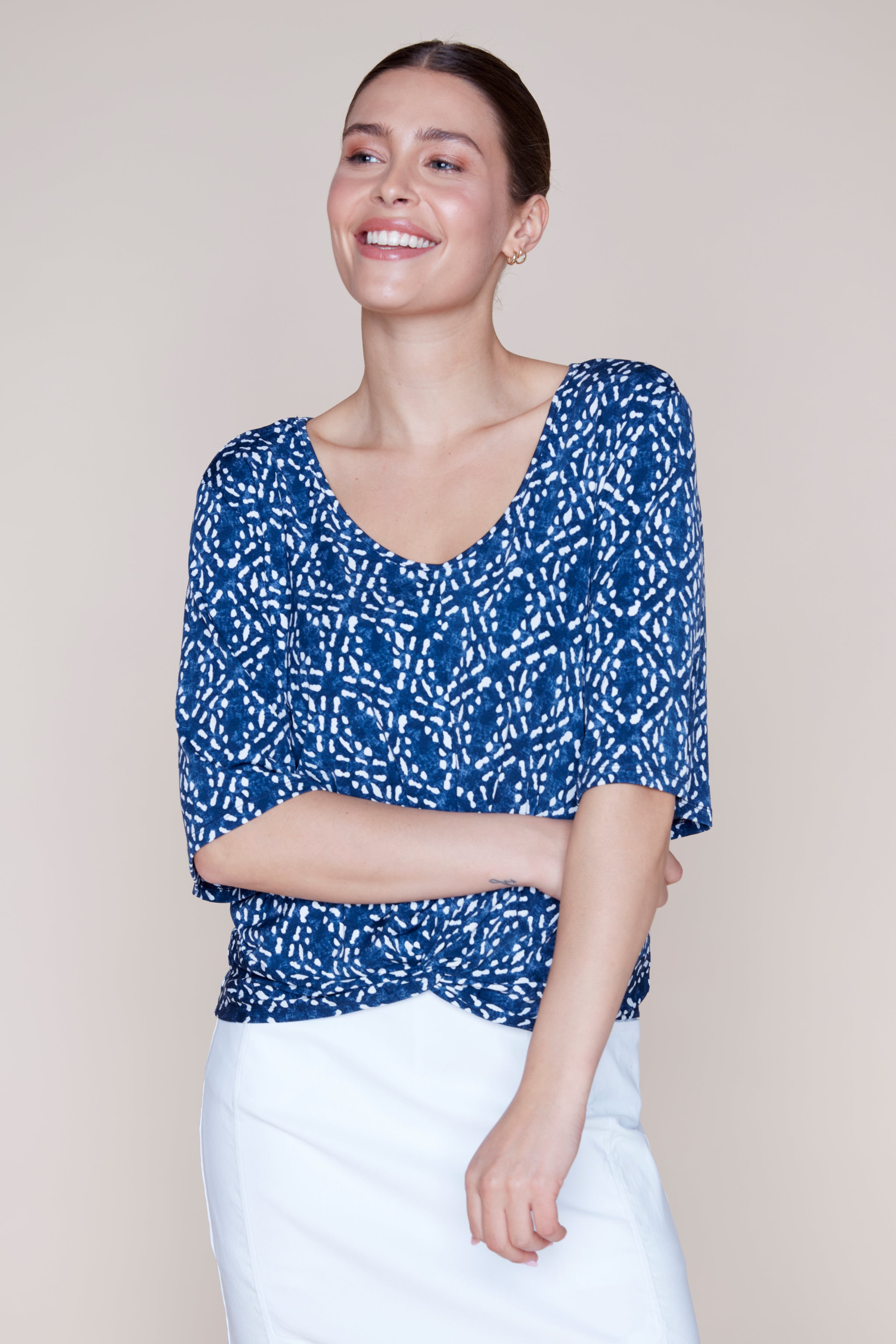 Printed knot front top
