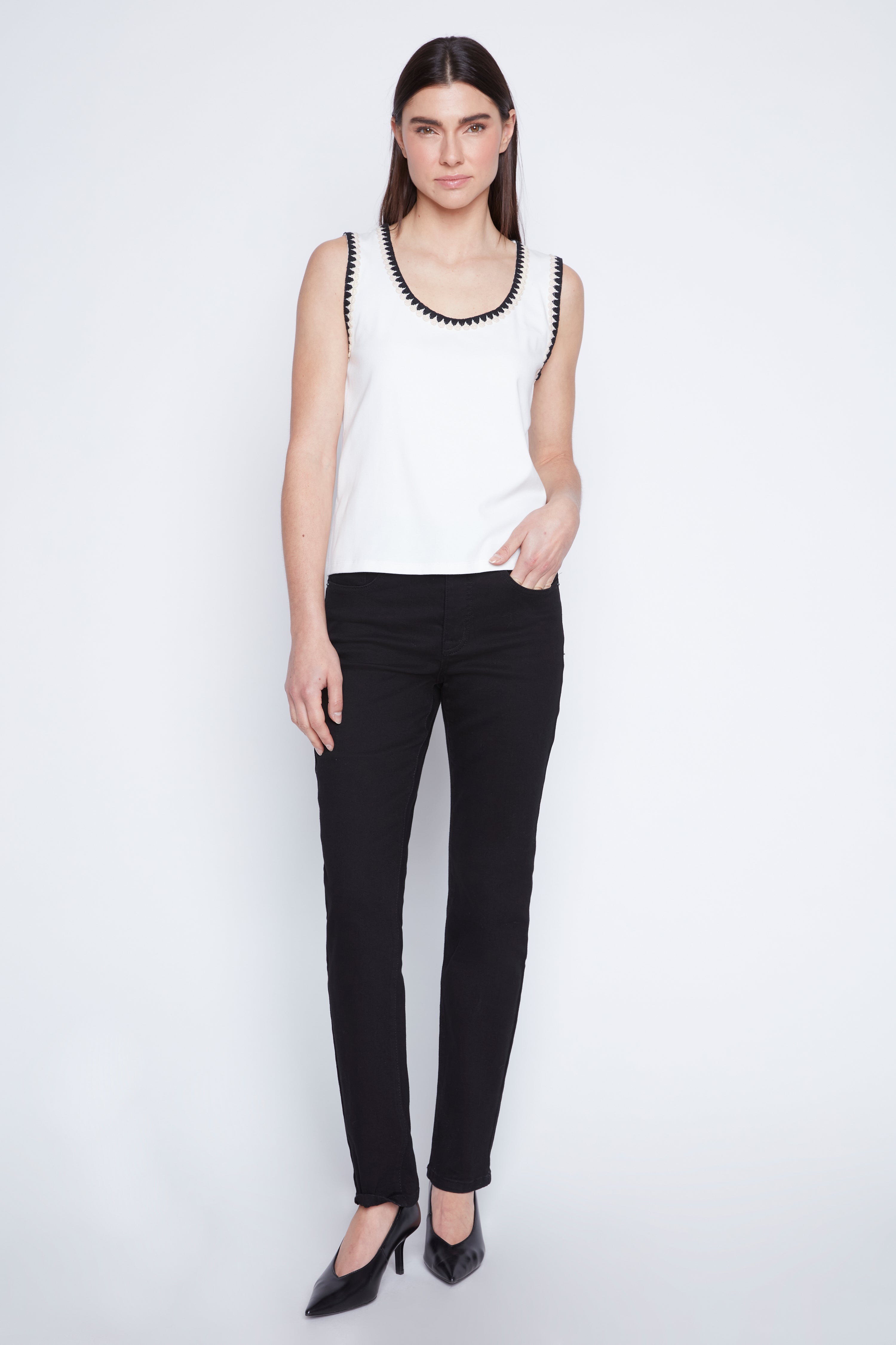 Crochet trim rib top