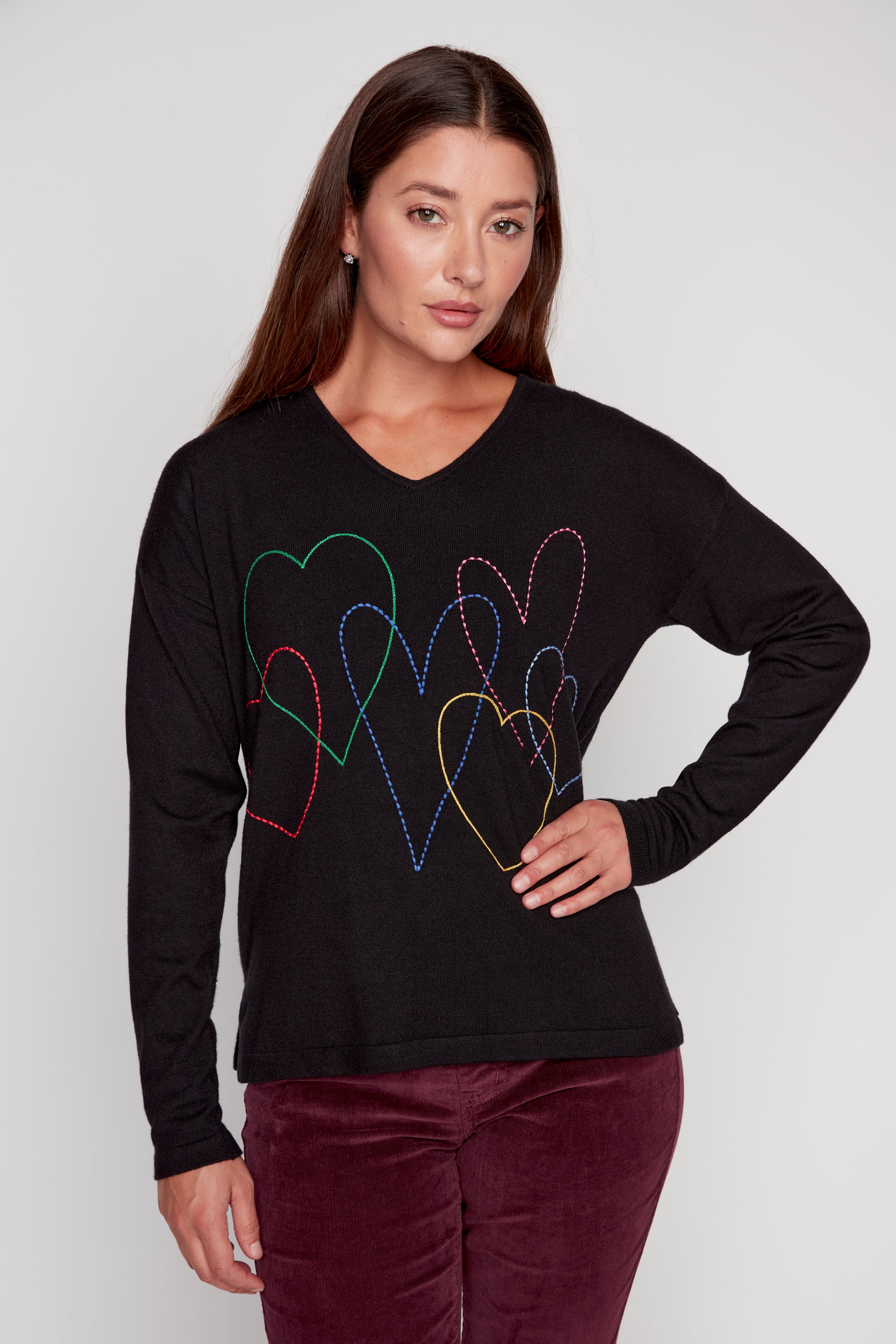 Colorful hearts design sweater