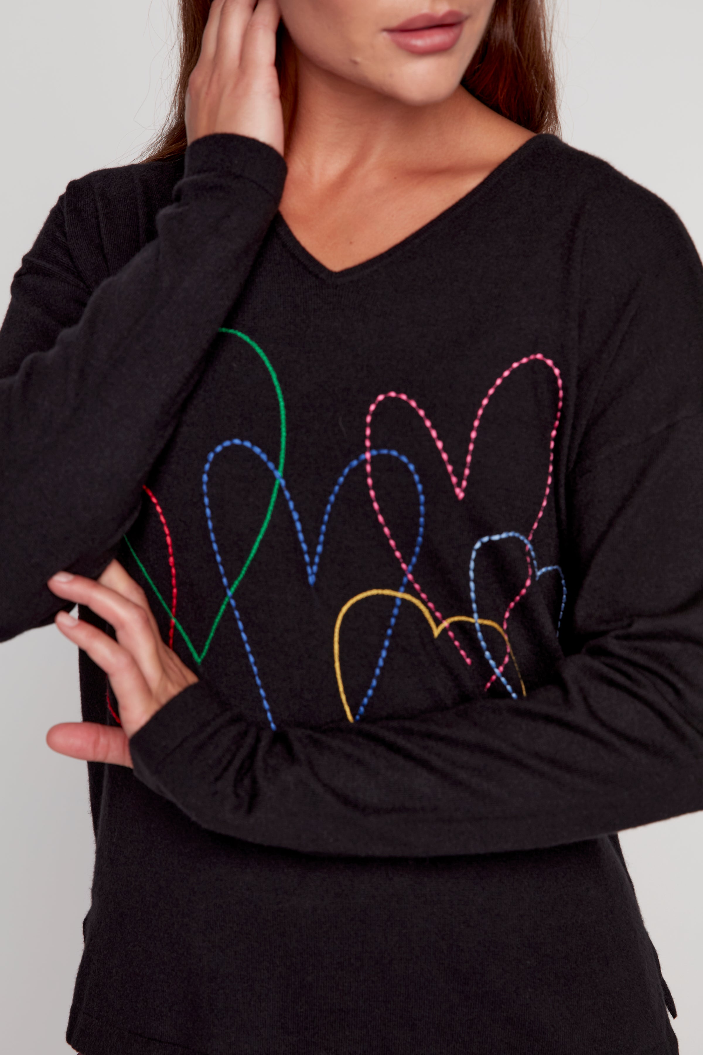 Colorful hearts design sweater