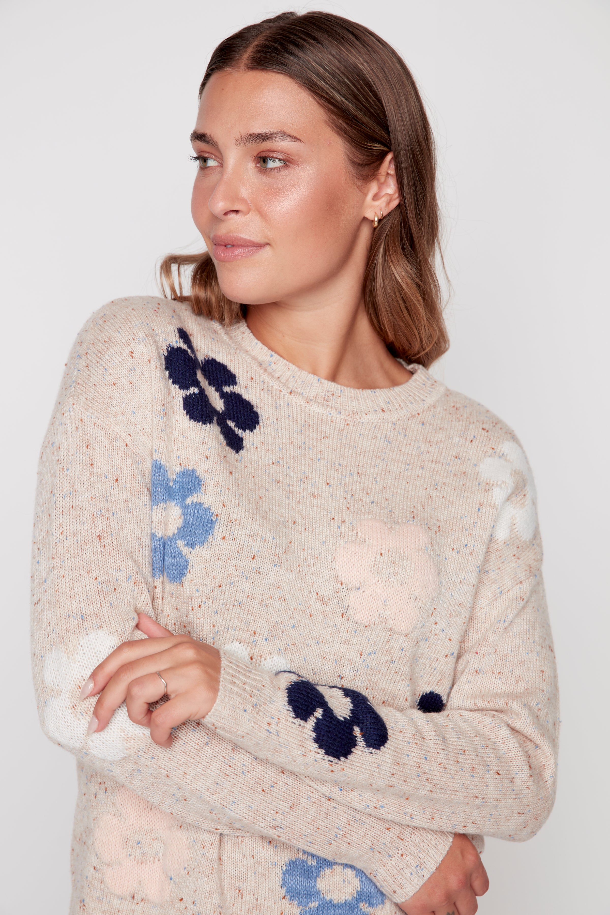 Floral melange sweater