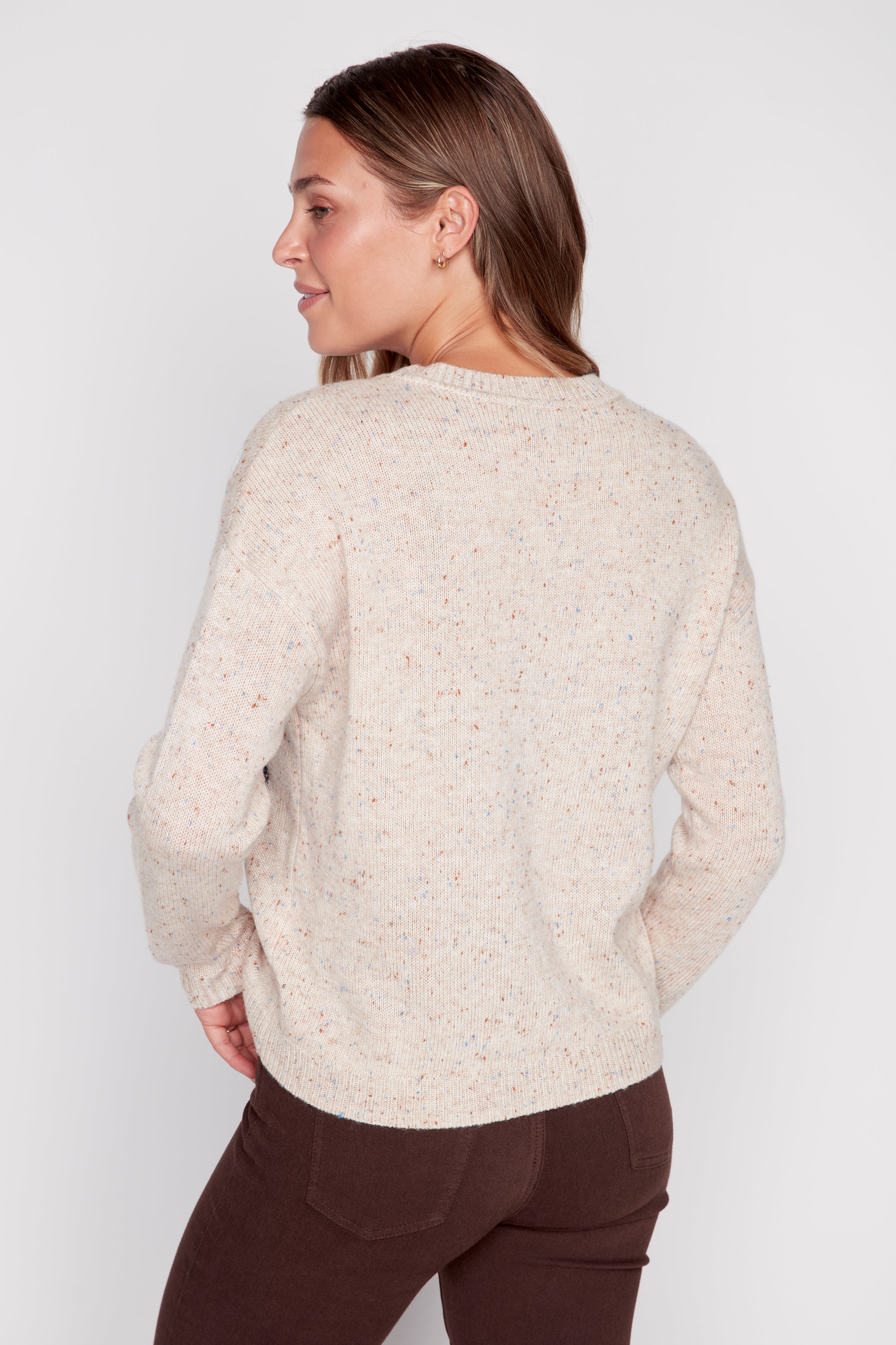 Floral melange sweater