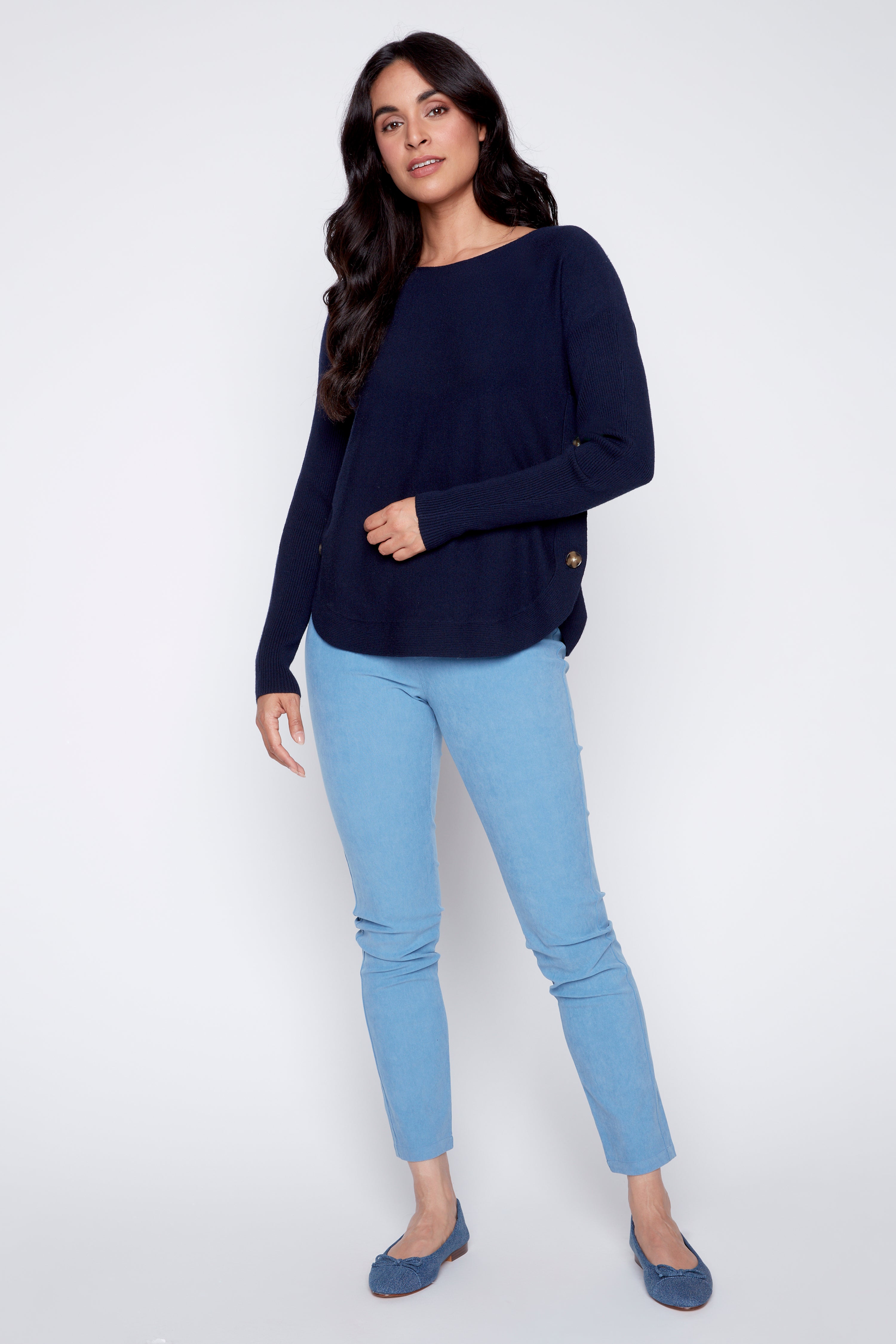 Side button sweater