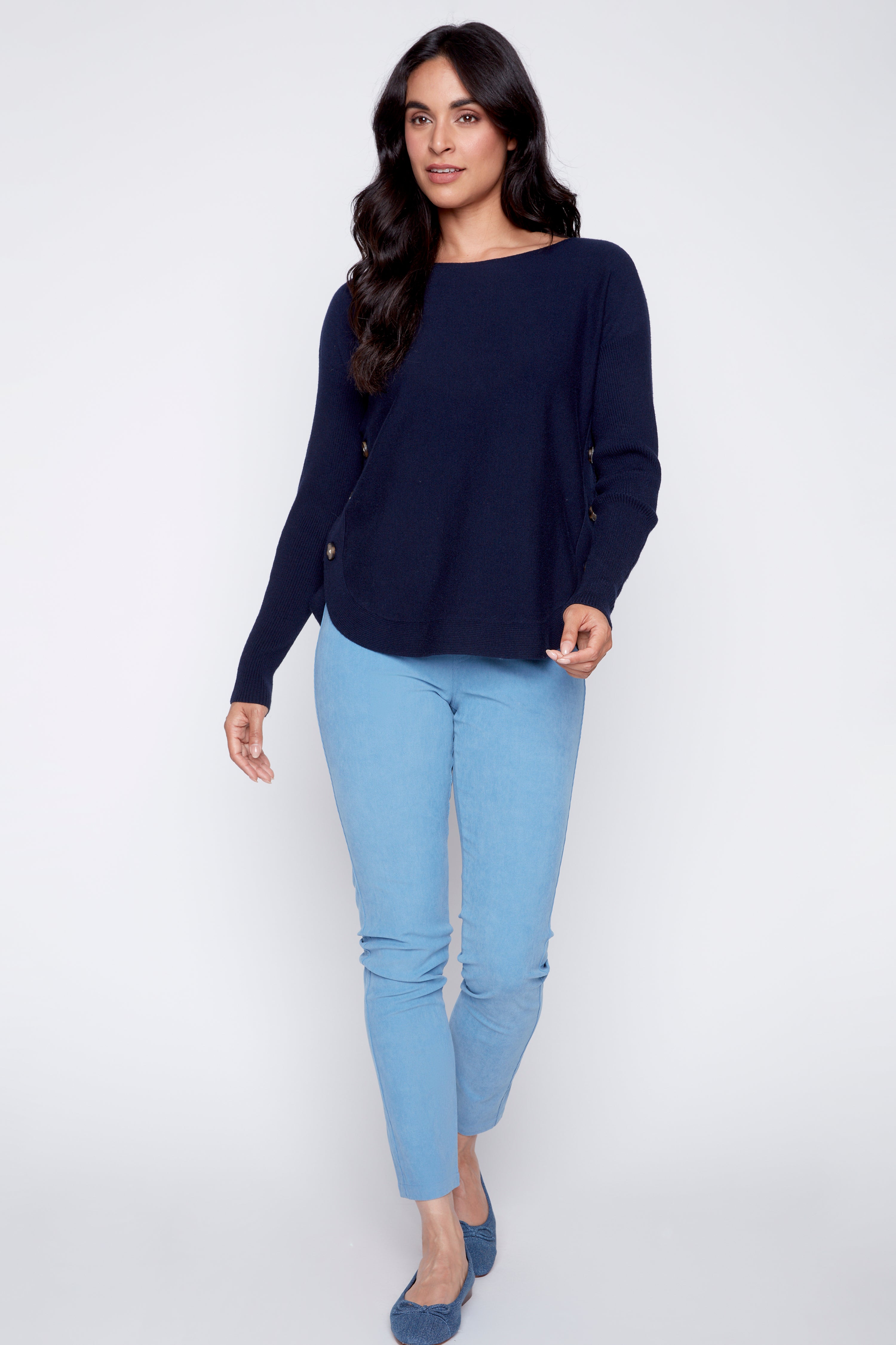 Side button sweater