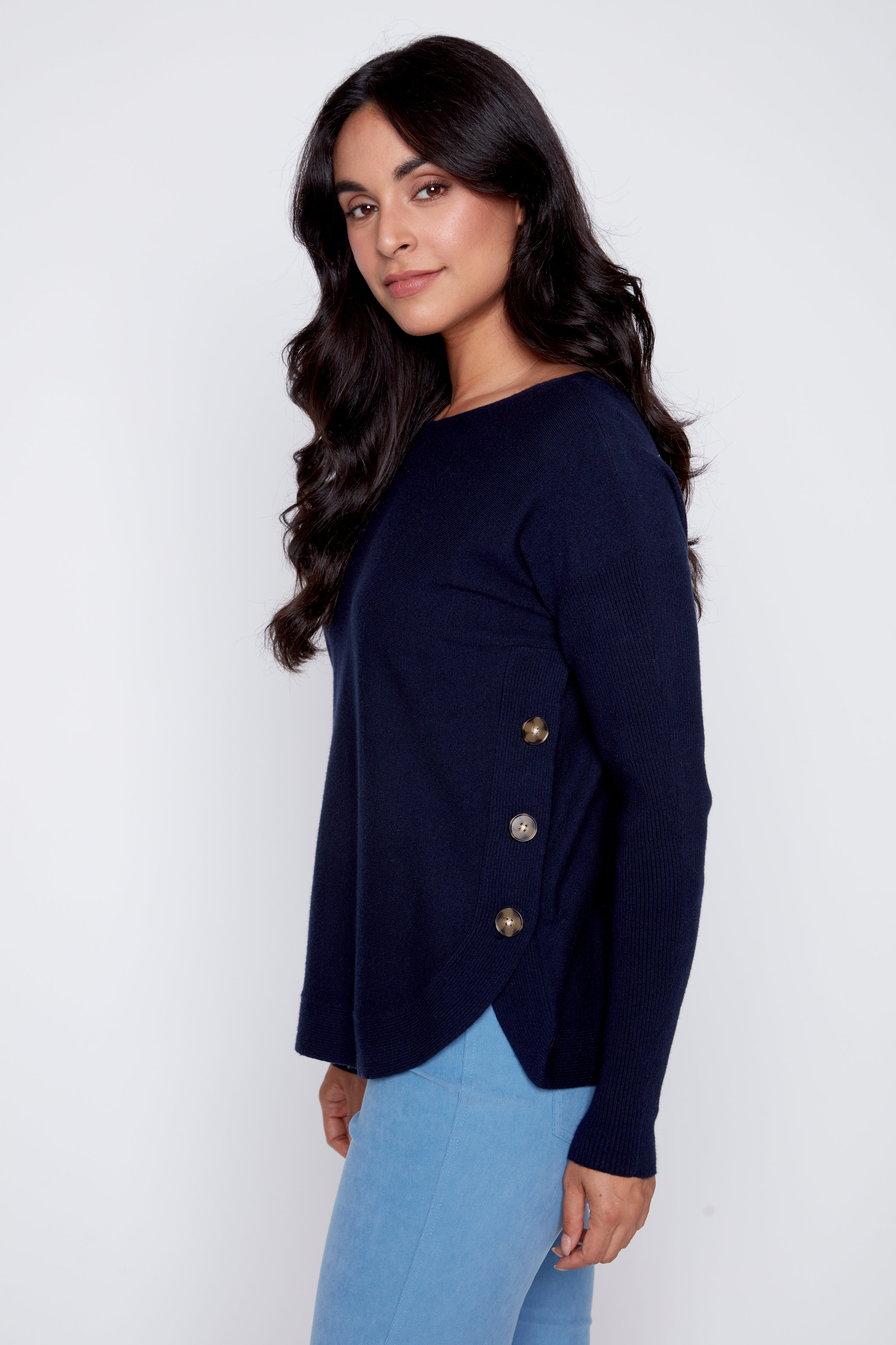 Side button sweater