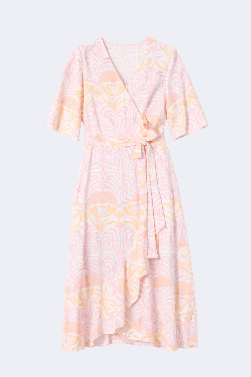 Faux wrap ruffle dress