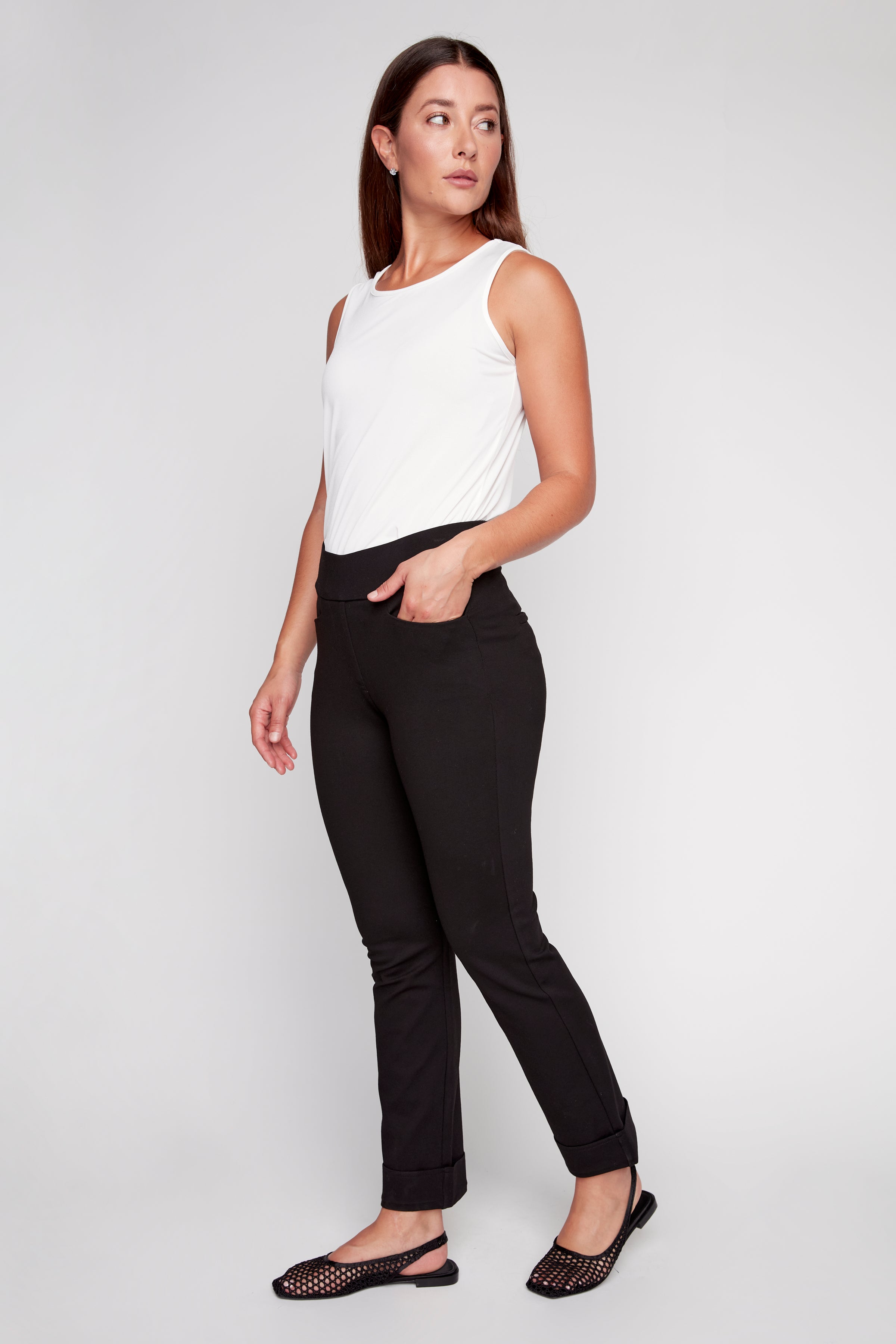 Cuffed straight leg pant