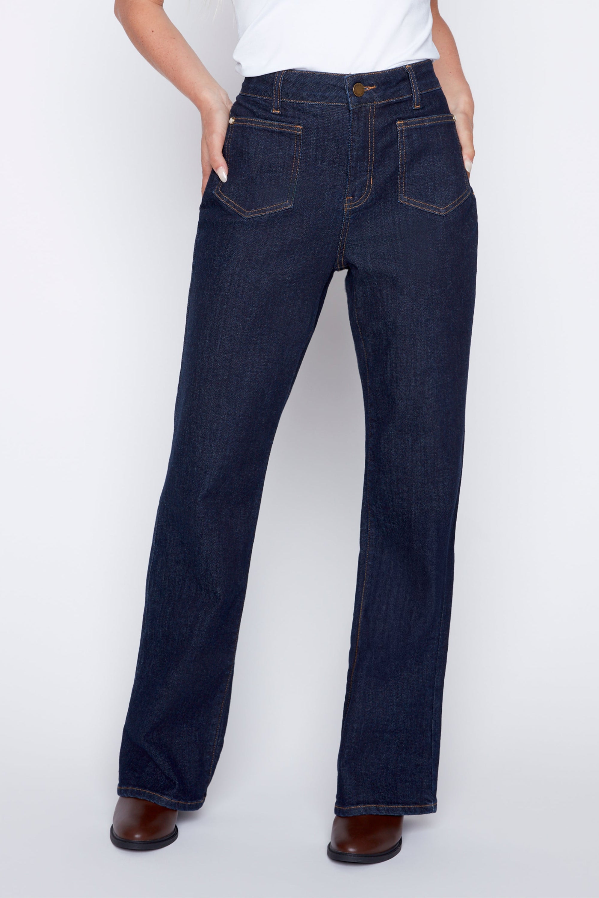 Patch pocket straight leg jean
