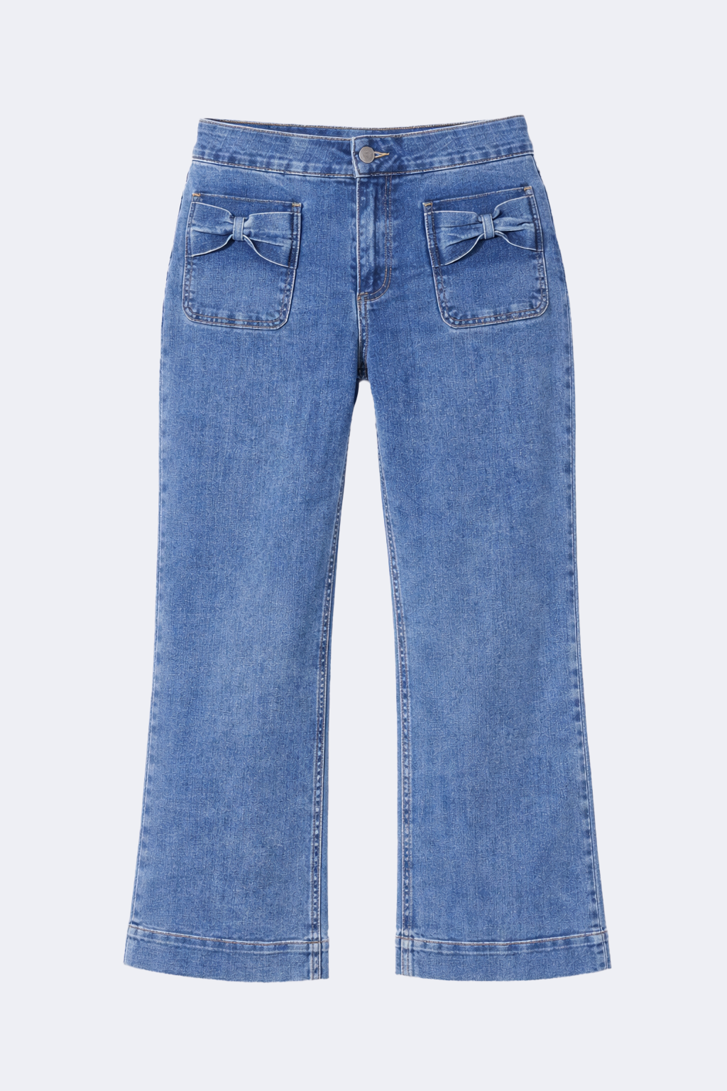 Flare leg bow pocket jean
